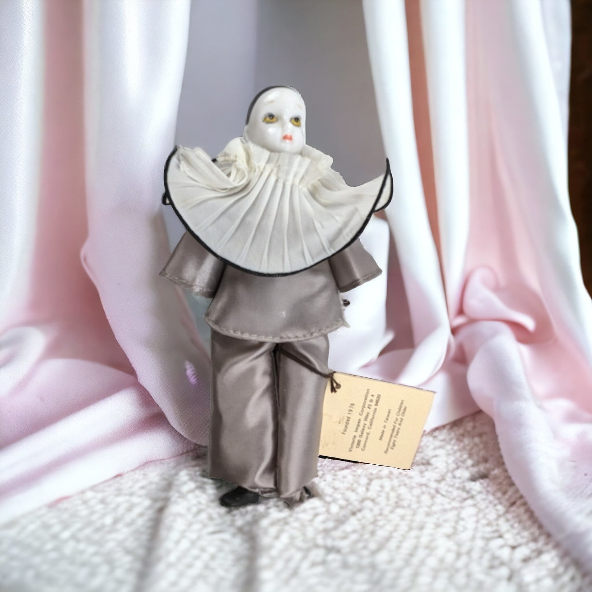 Vintage Victoria 7" Collectible Pierrot Clown Doll