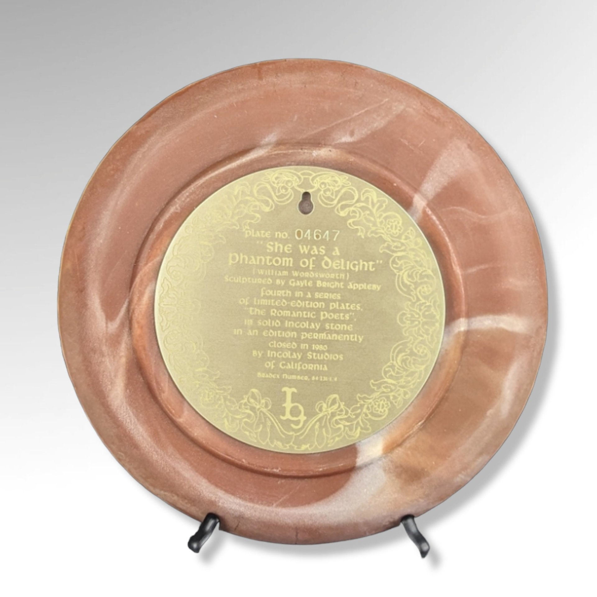 Incolay "She Was a Phantom of Delight" Stone Plate (1980) - William Wordsworth Poetry #04647