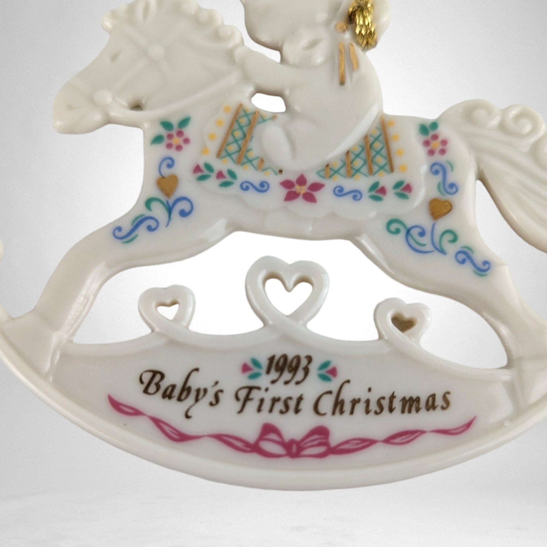 1993 Lenox Baby's First Christmas Rocking Horse Ornament