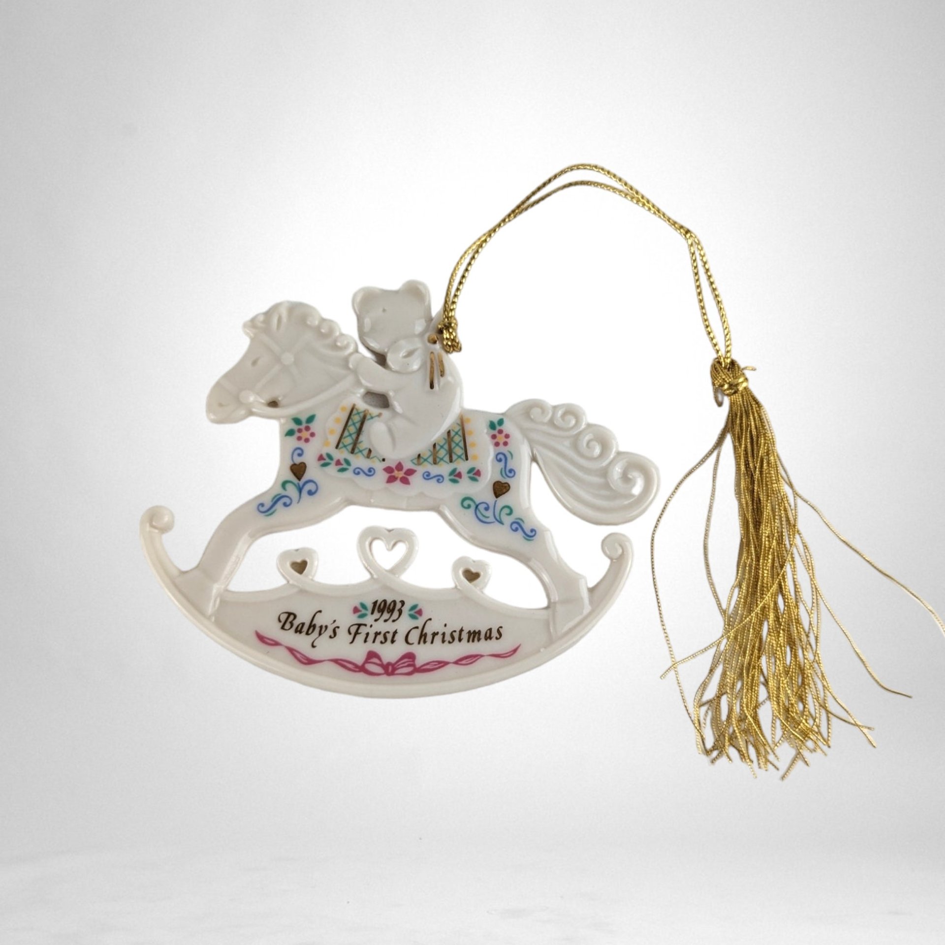 1993 Lenox Baby's First Christmas Rocking Horse Ornament