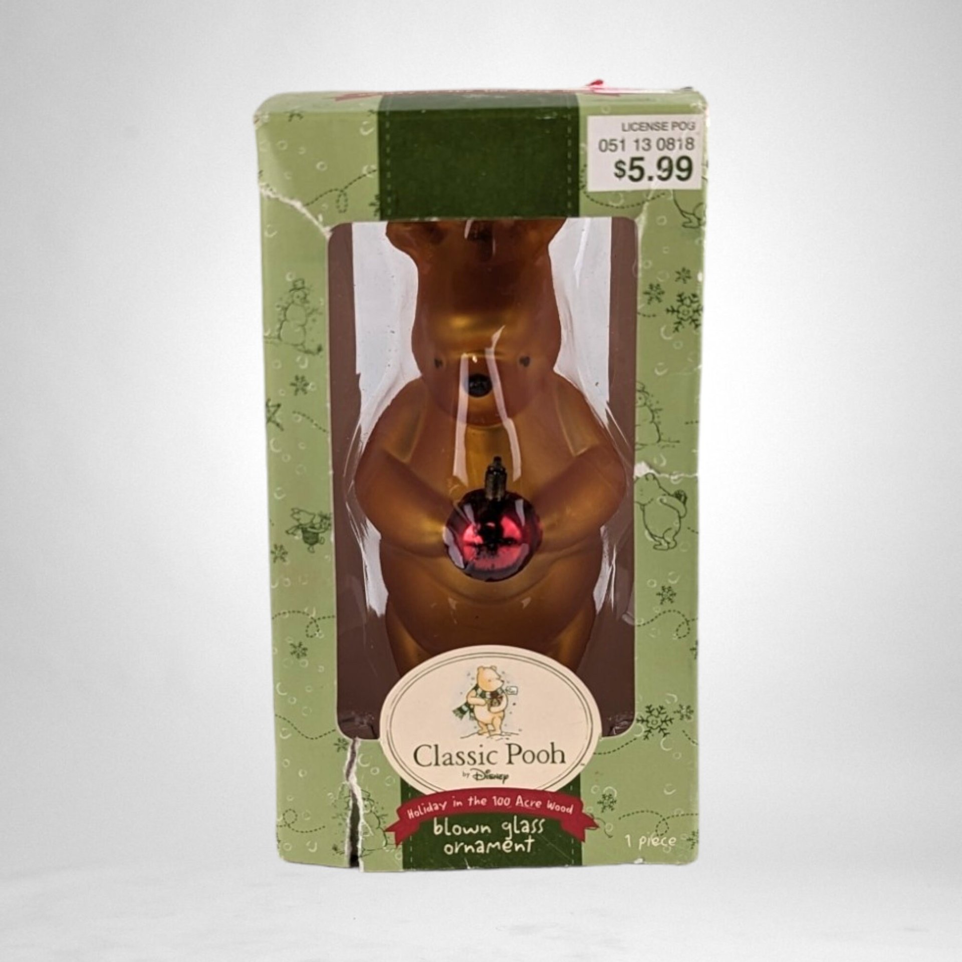 Vintage Classic Pooh Baby's First Christmas Blown Glass Ornament