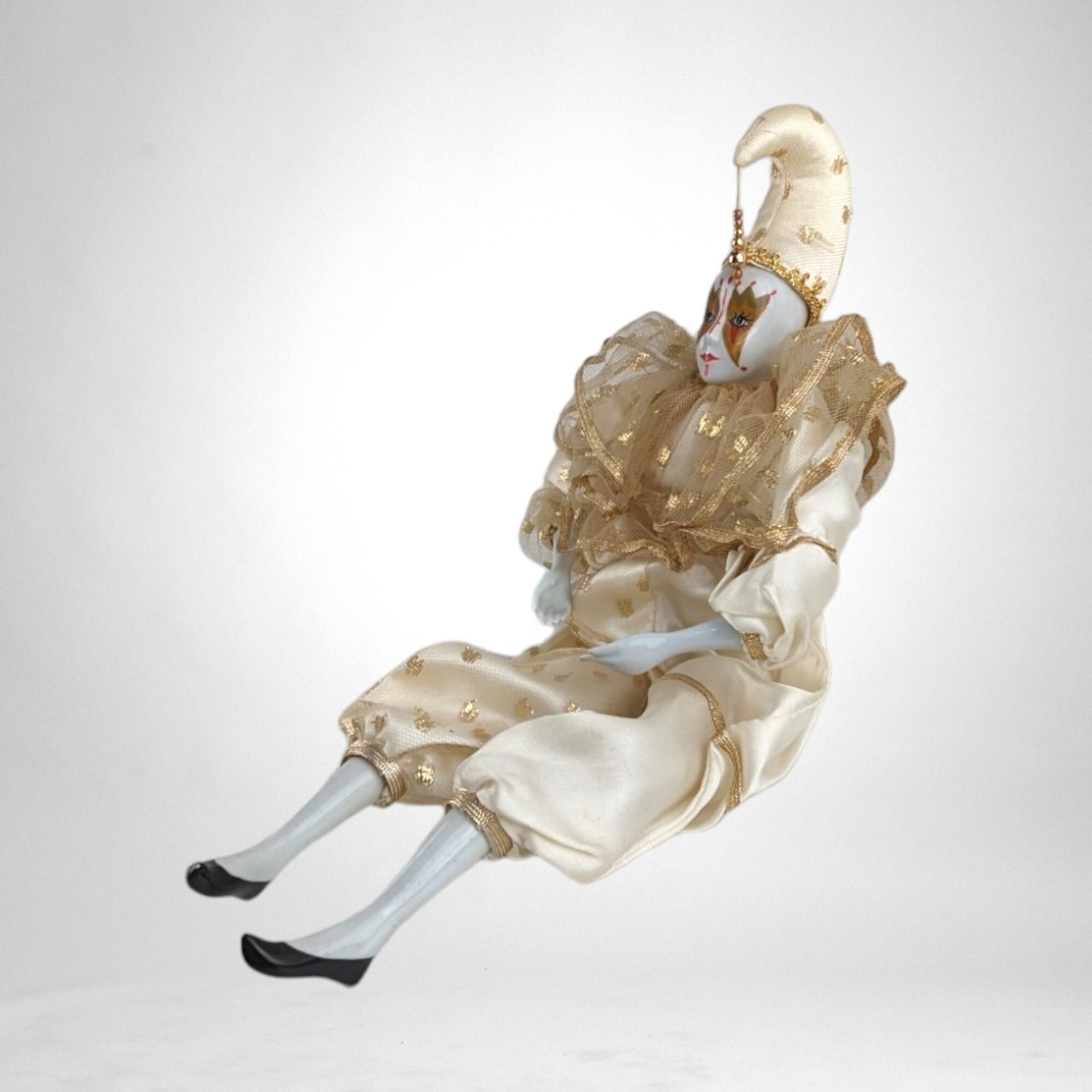 Vintage Harlequin 14" Doll In Gold