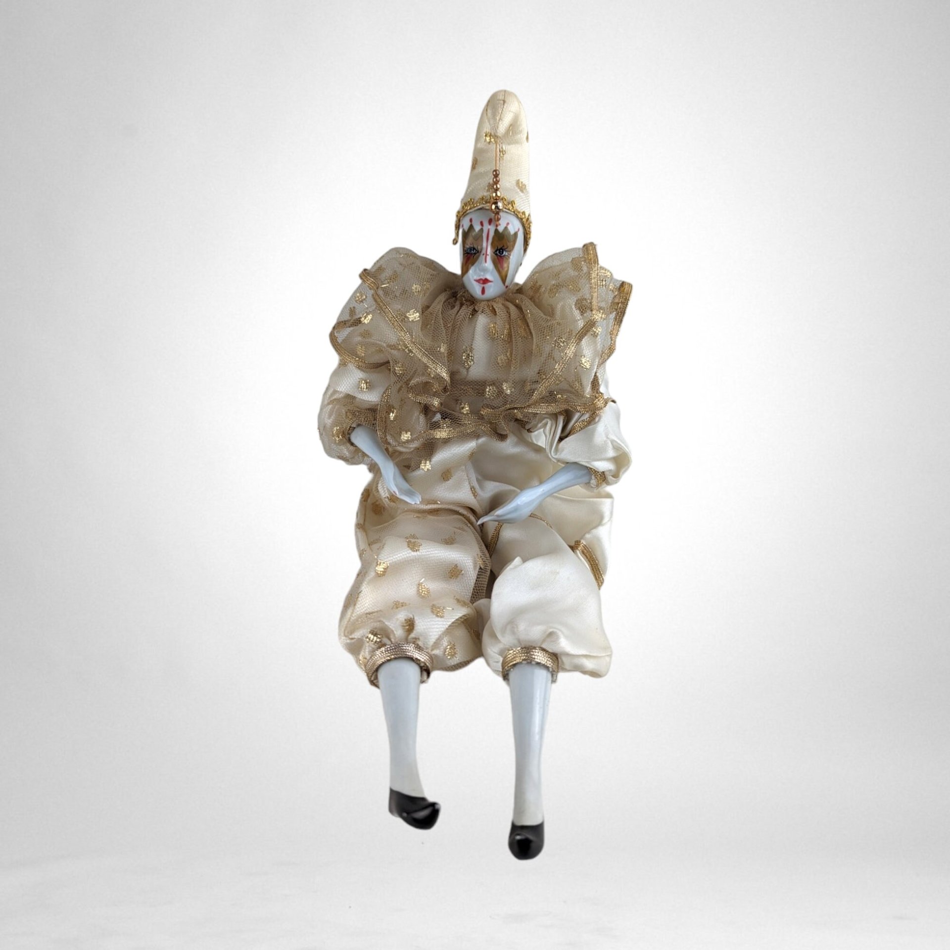 Vintage Harlequin 14" Doll In Gold