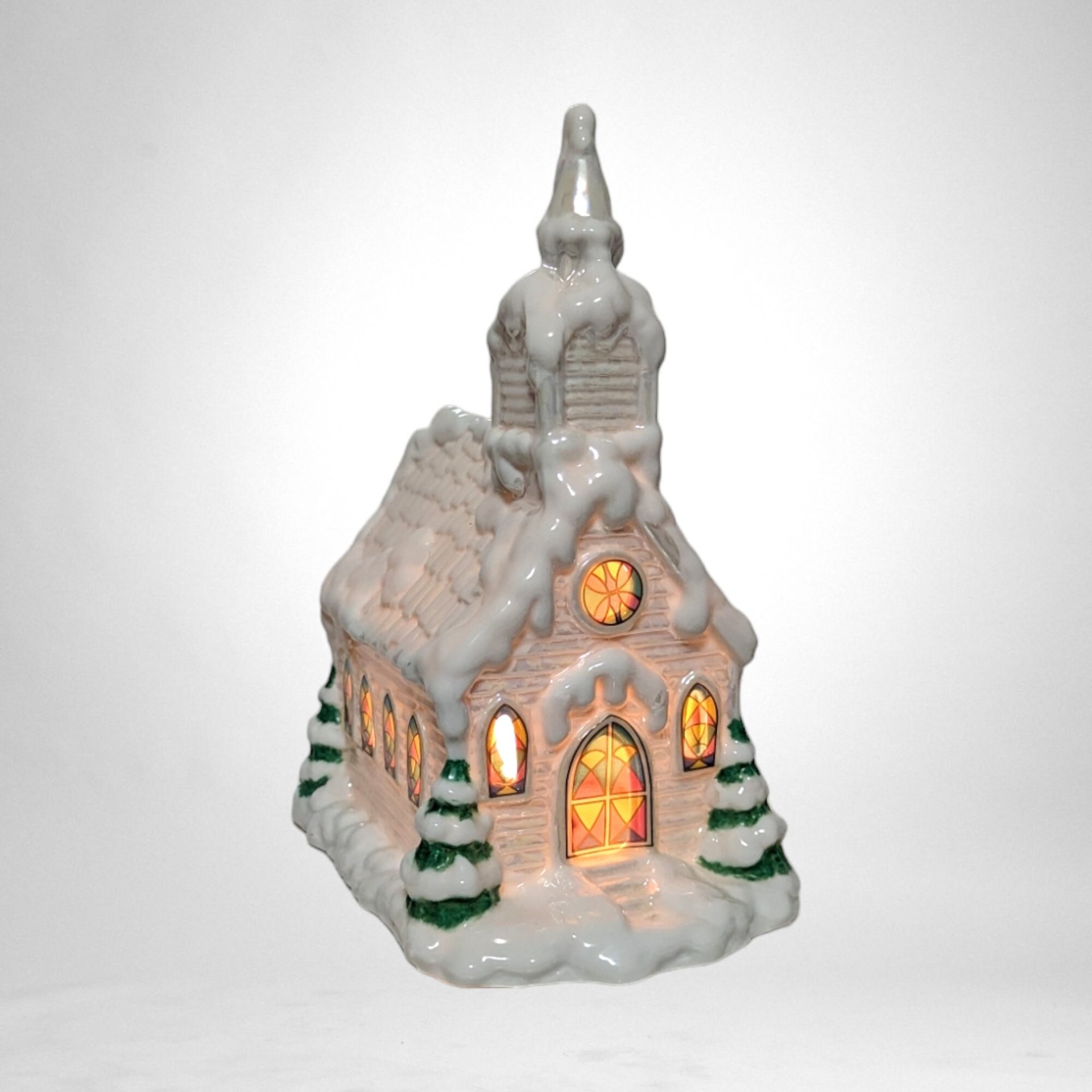 Vintage Lighted Procelain The Old Town Village Church