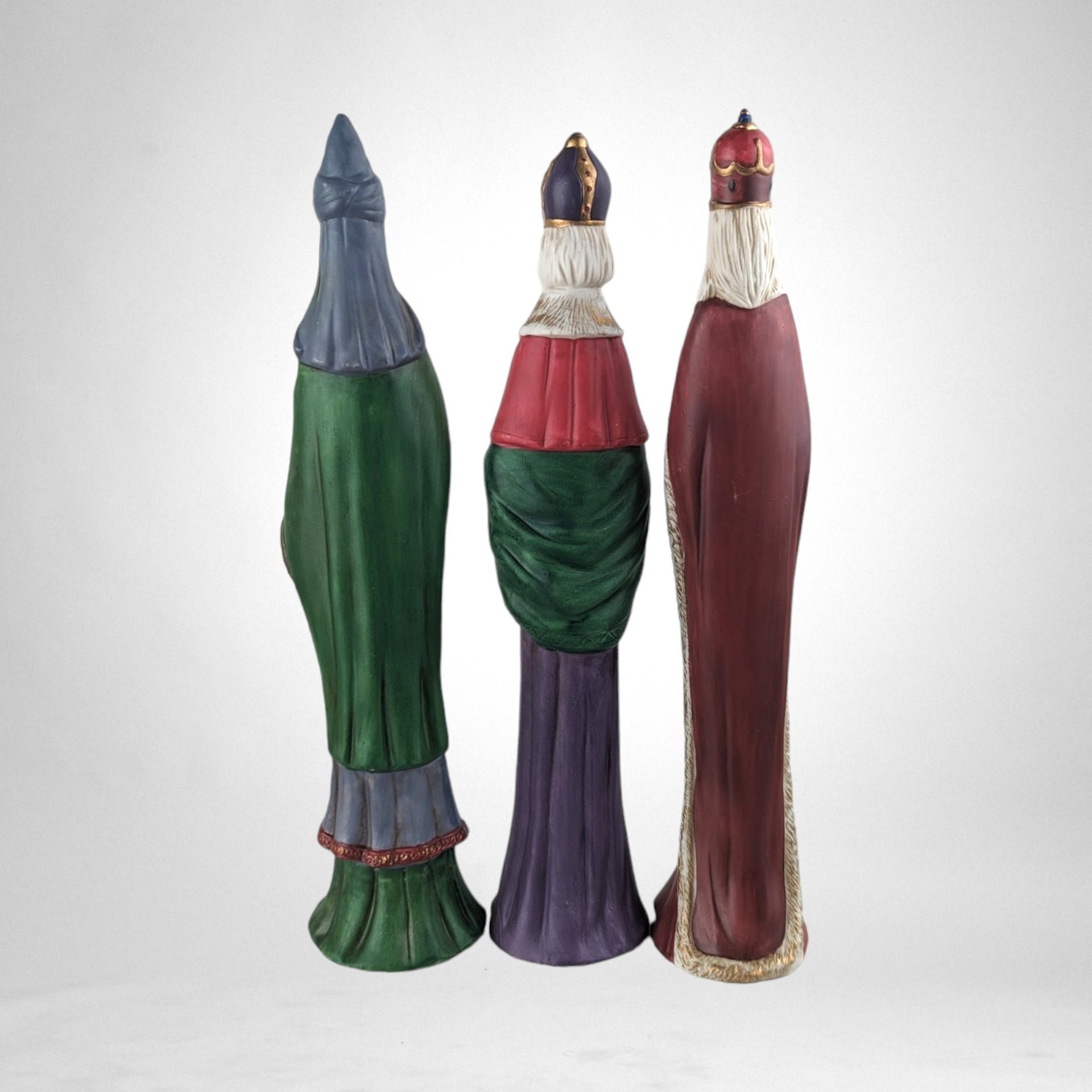 Set of 3 1993 10" Ceramic Wisemen Figurines - Nativity Scene Figures, Christmas Decor, Vintage Collectible