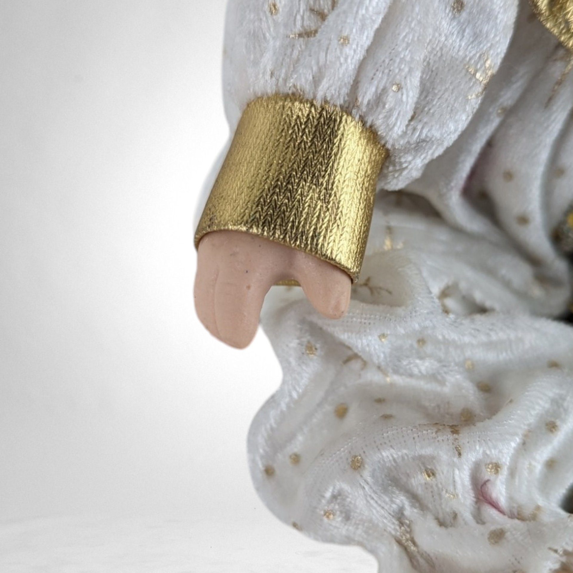 Vintage White and Gold 8" Porcelain Baby Jester Doll