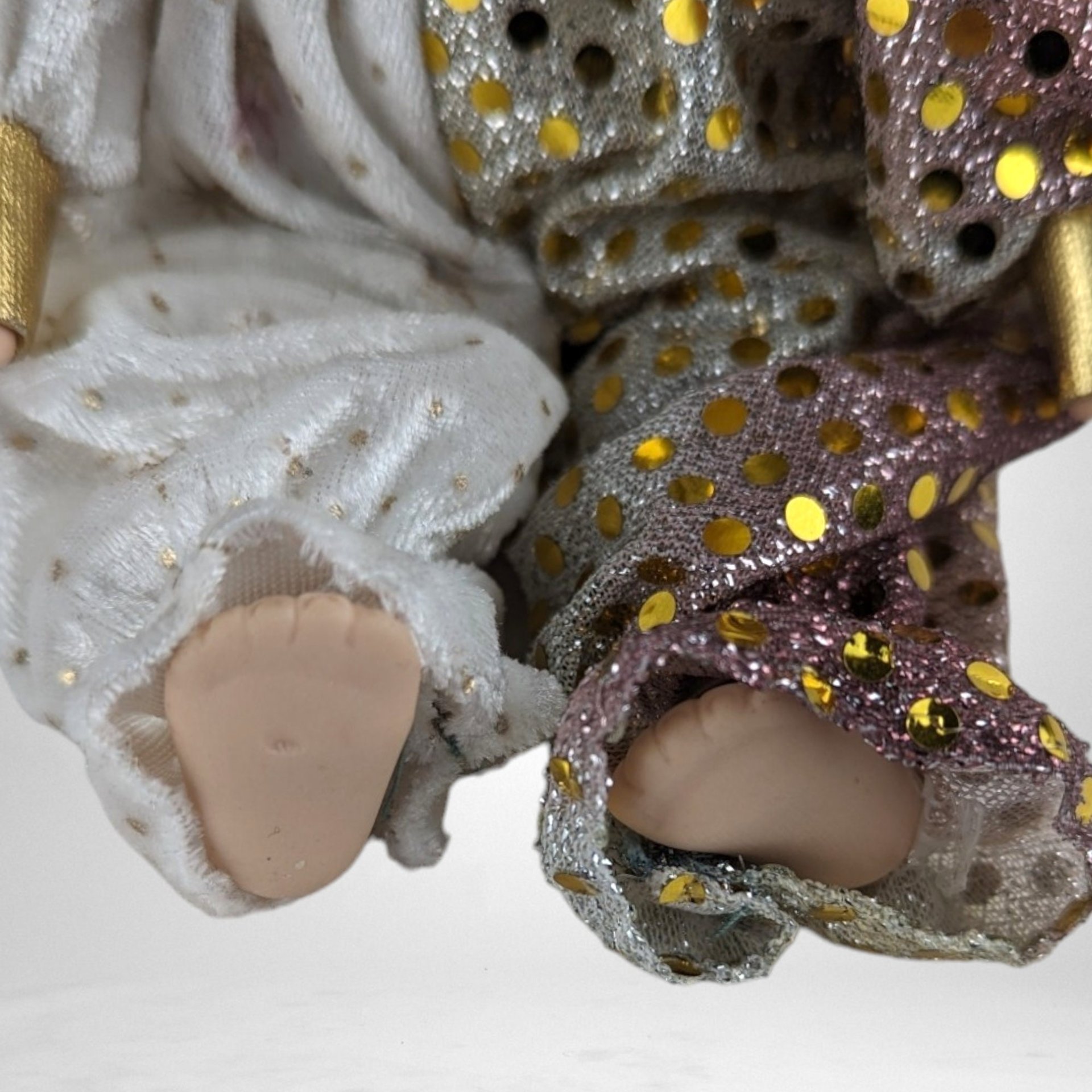 Vintage White and Gold 8" Porcelain Baby Jester Doll