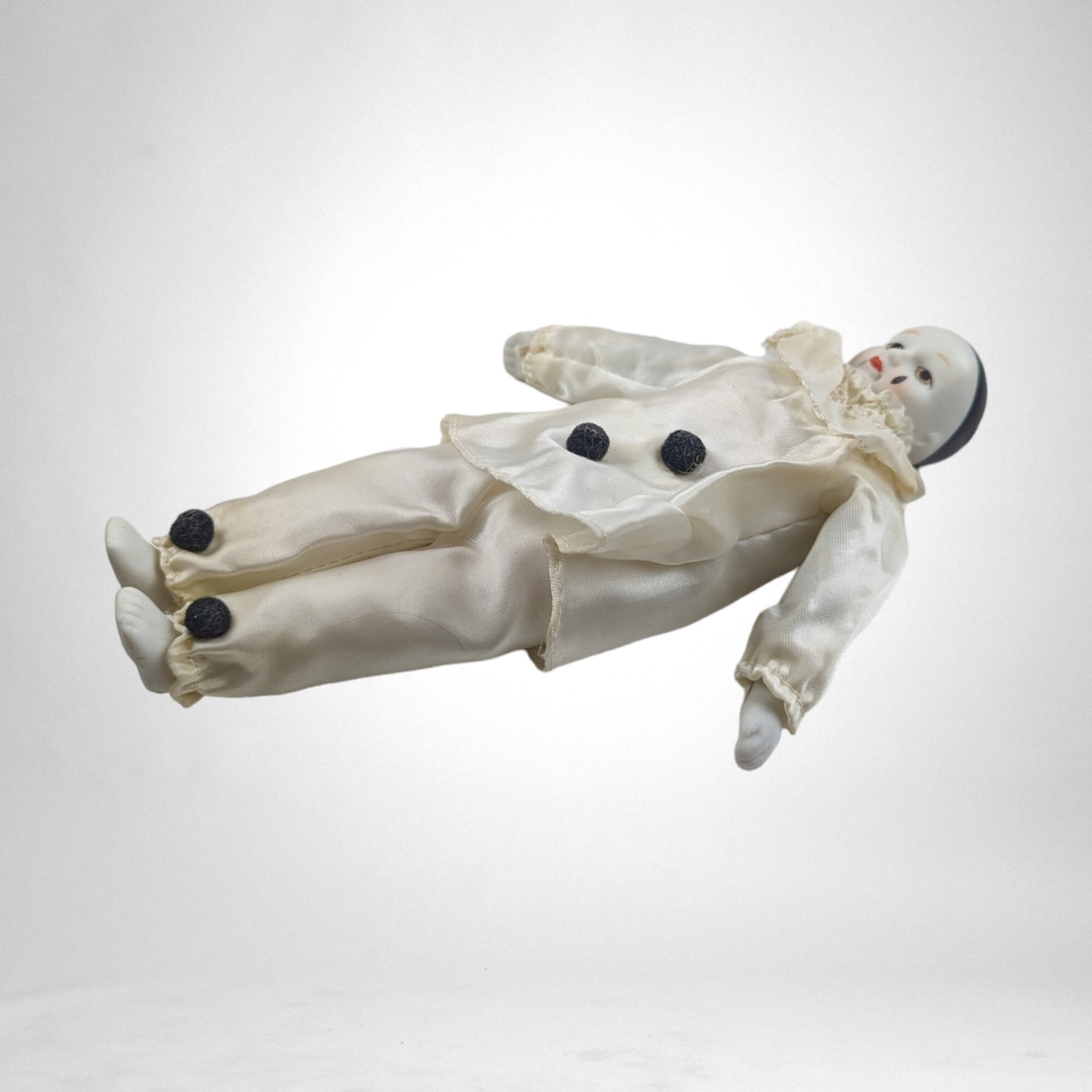 Vintage Porcelain 8" Pierrot Clown Doll