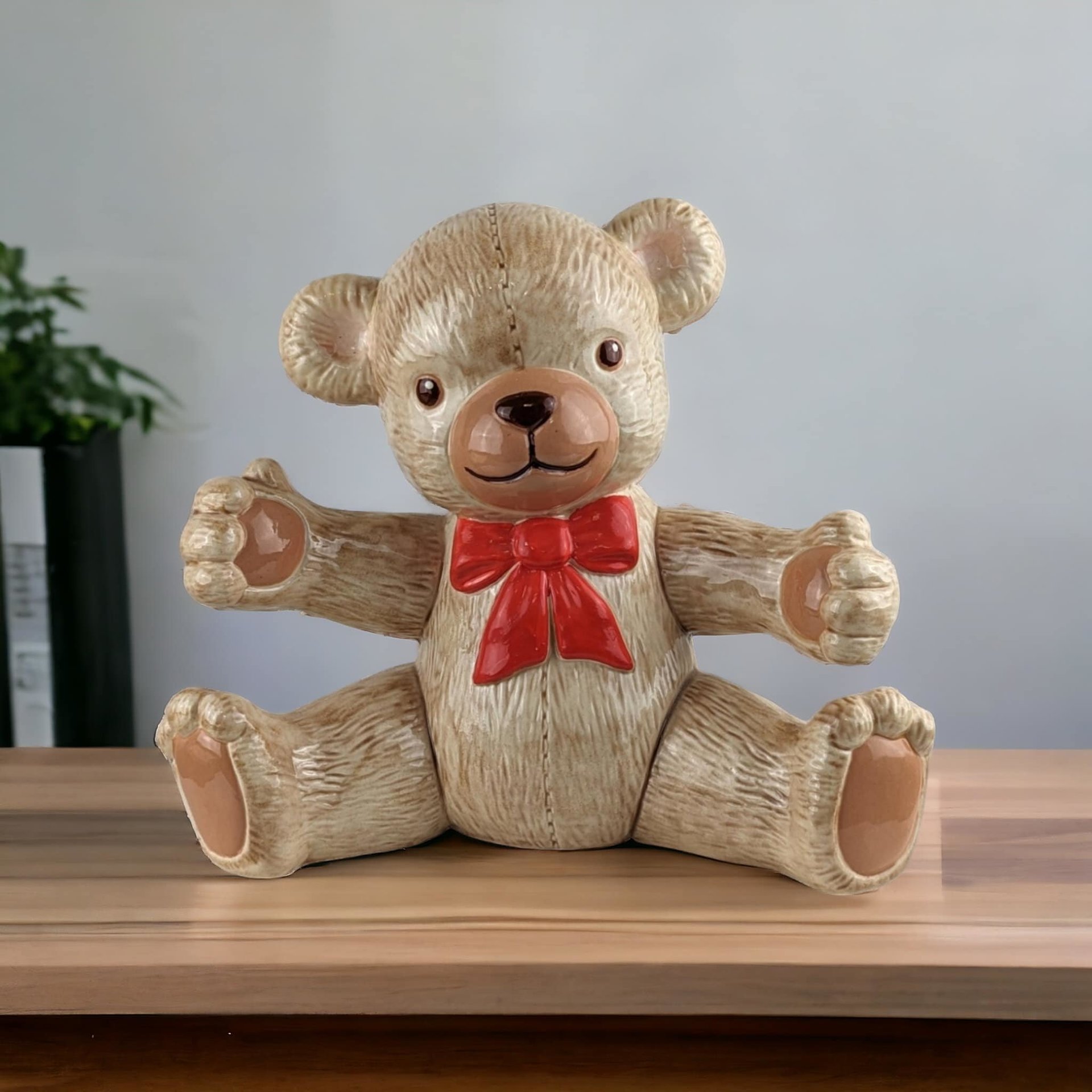 1987 Handmade Ceramic Teddy Bear Bank