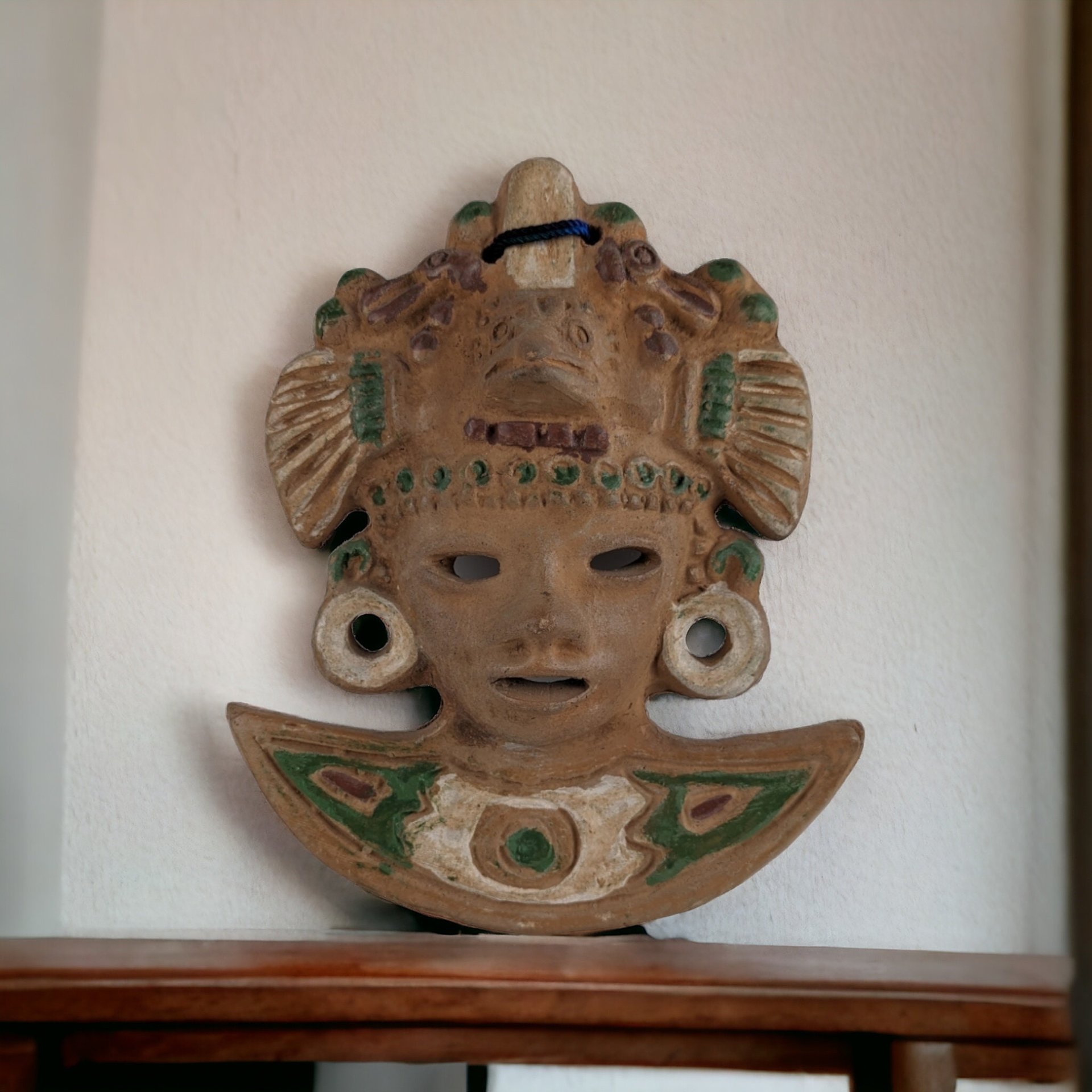 Vintage Terrcotta Aztec Mask 8" Wall Decor