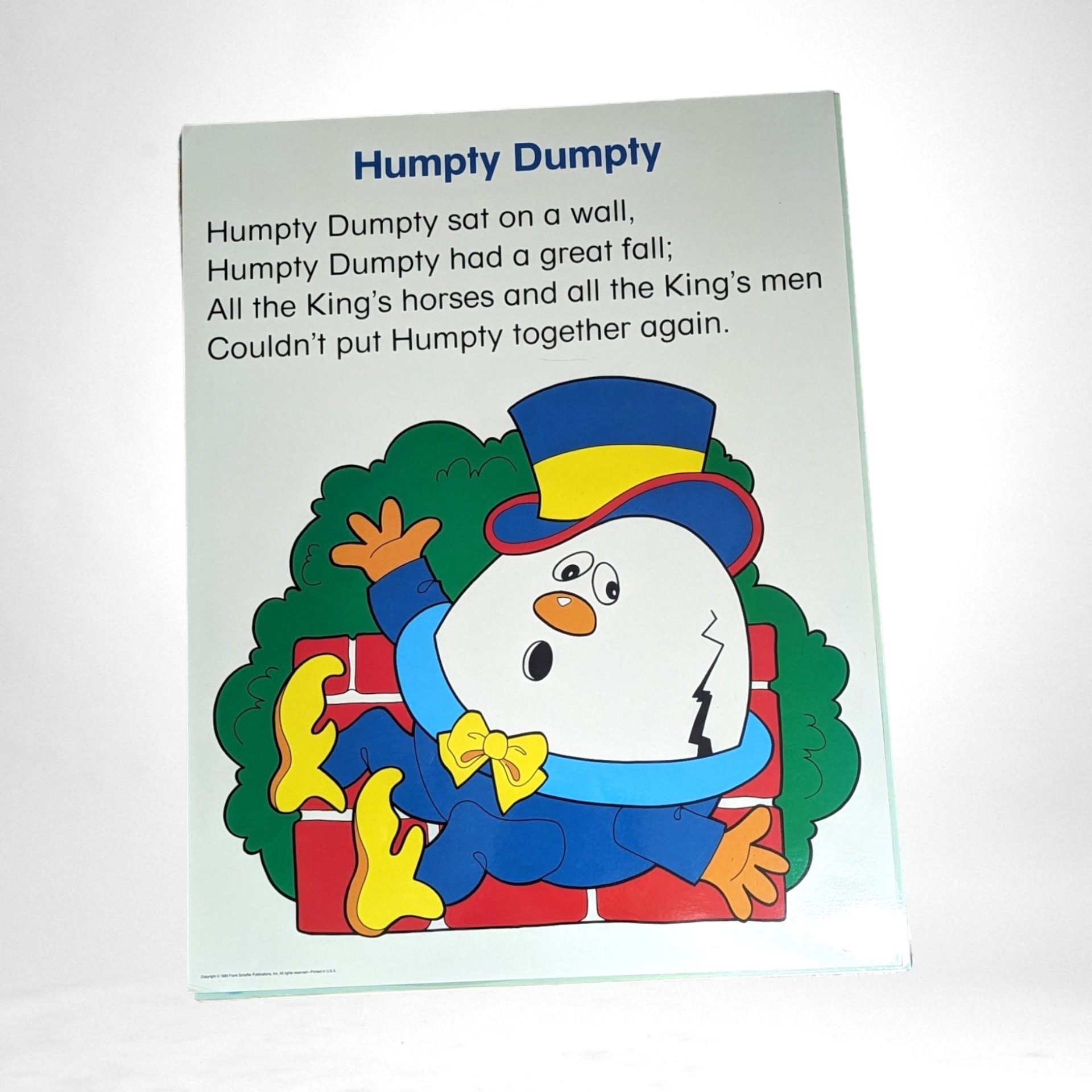 Set of 5 Vintage 22" Laminated Nursery Rhymes Wall Hangings