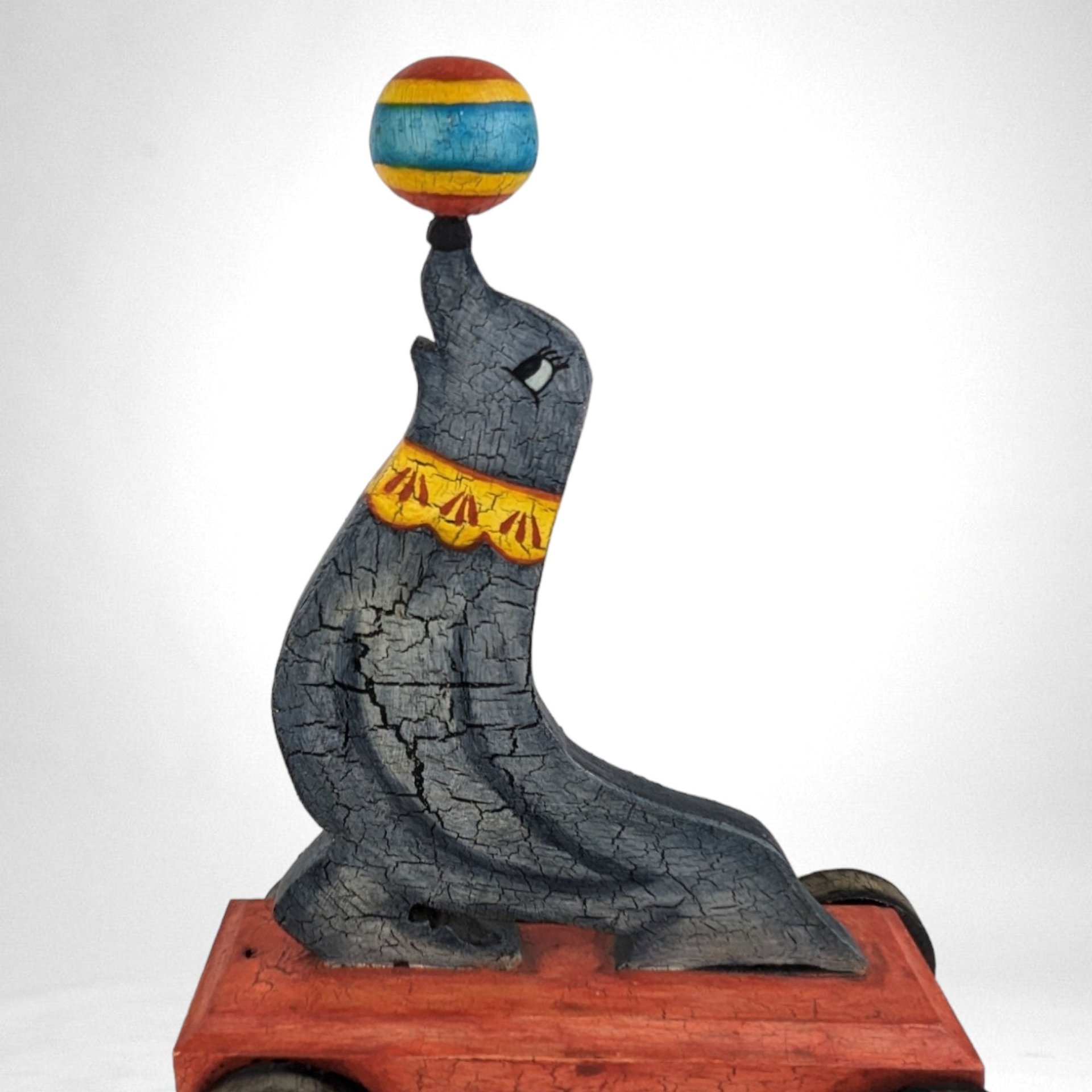 Handmade Wooden Seal with Ball Figure