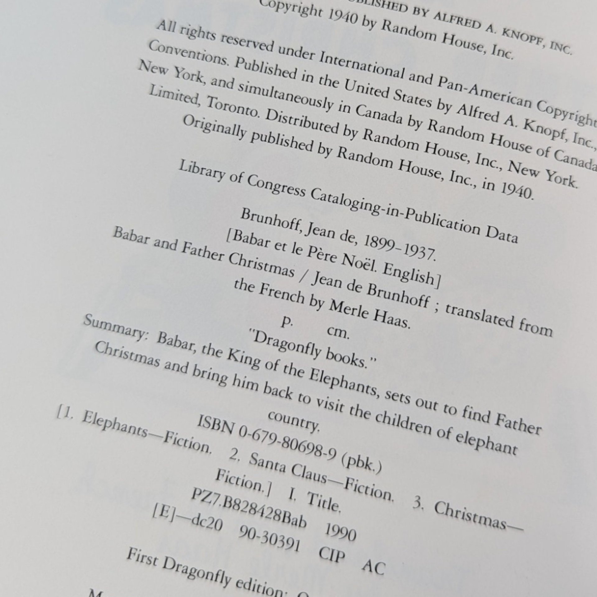 Vintage Babar and Father Christmas Book, Softcover