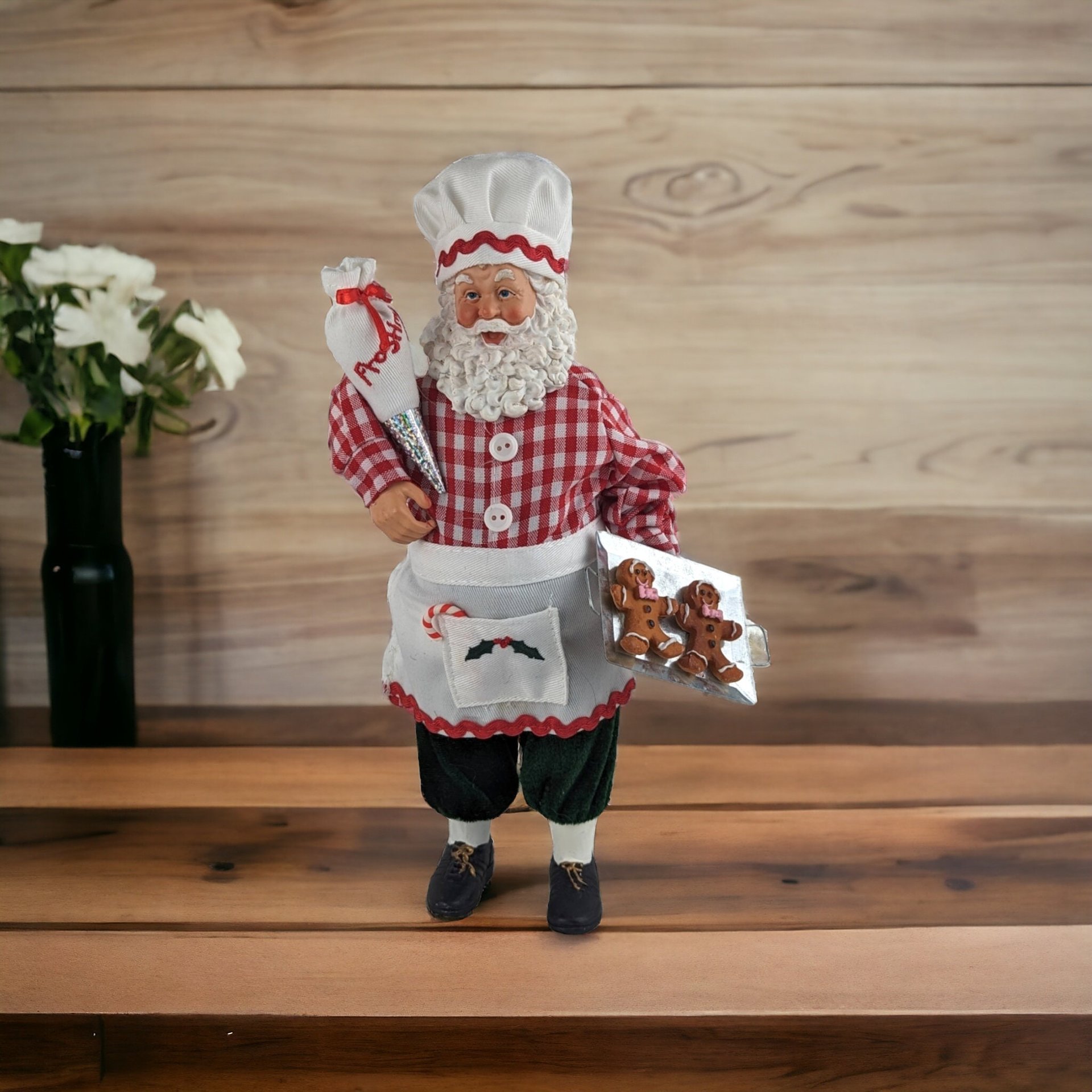 Santa Baking Gingerbread Cookies Figure