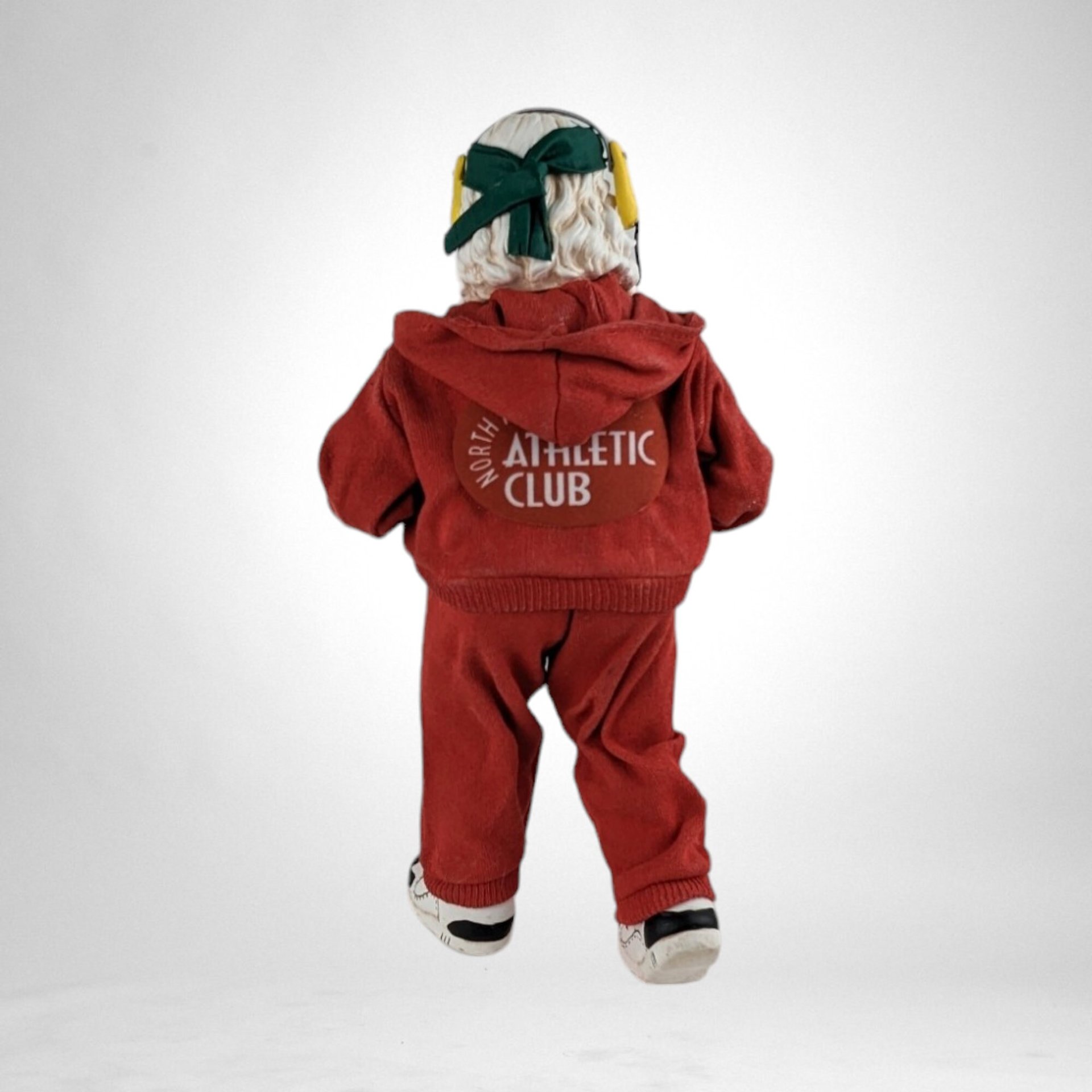 Vintage 1999 Clothtique Possible Dreams "Fitness, Getting in Shape" Santa Figure, 10" Santa in Red Tracksuit, Christmas Decor