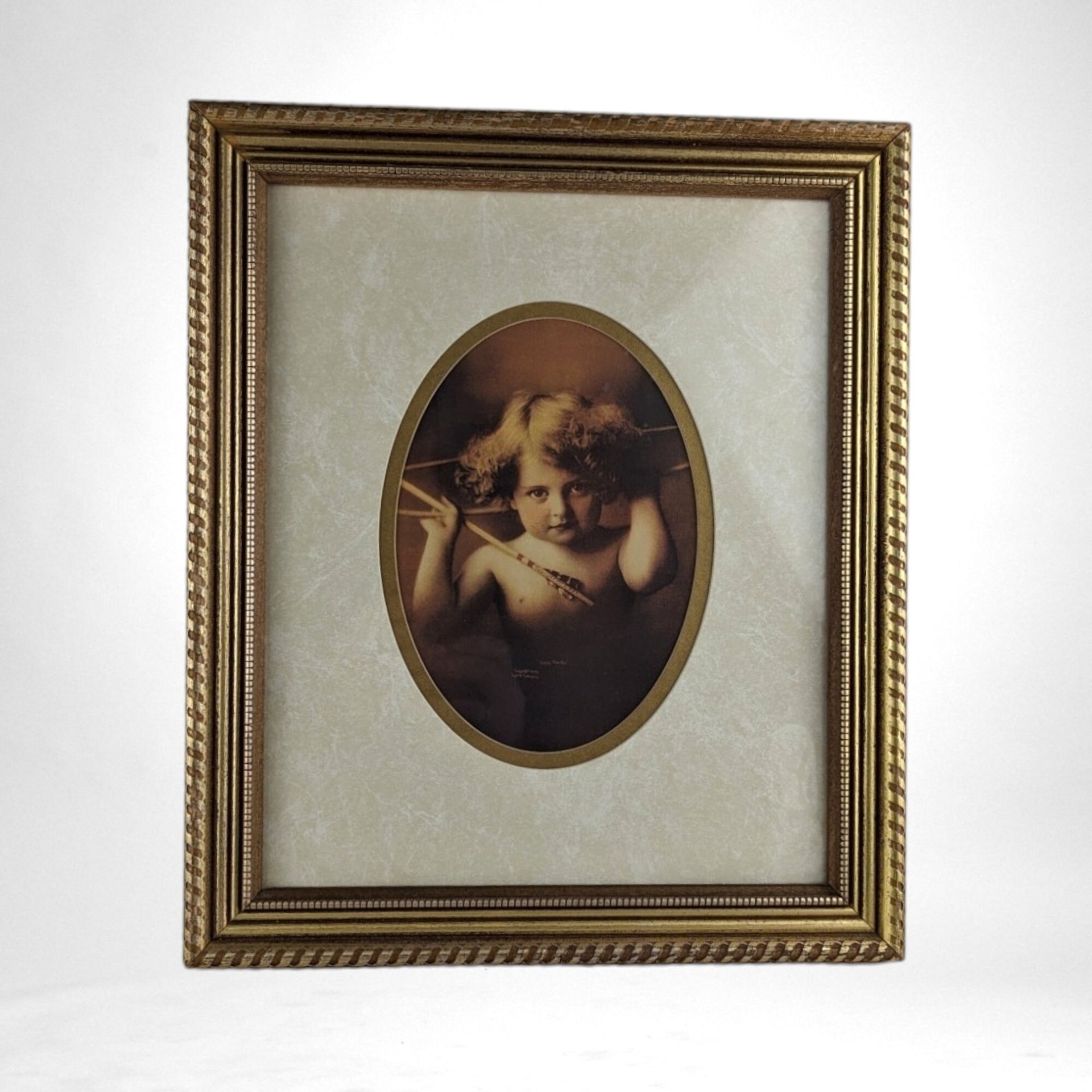 Vintage Cupid Awake and Cupid Asleep Framed Prints, MB Parkinson (11x13")