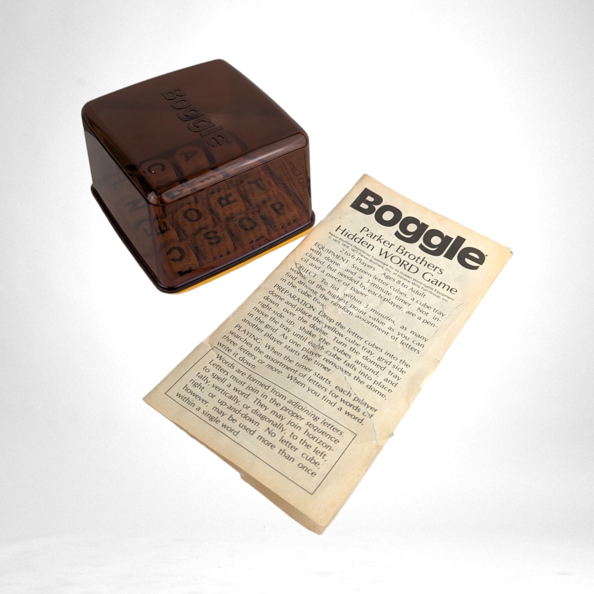 1976 Parker Brothers Boggle Game, Missing Timer