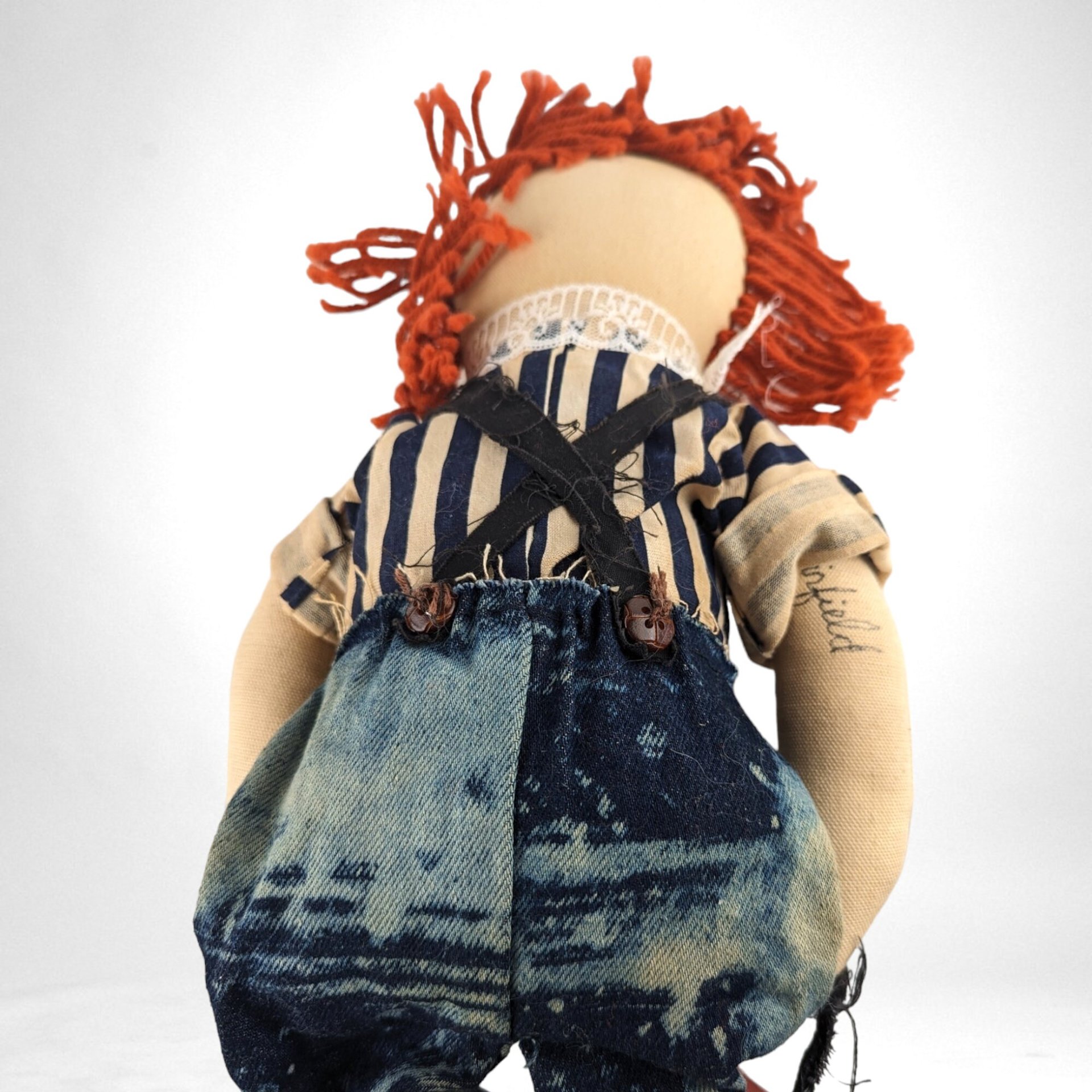 Vintage Folk Art Country Folk Signed 22" Raggedy Ann Doll