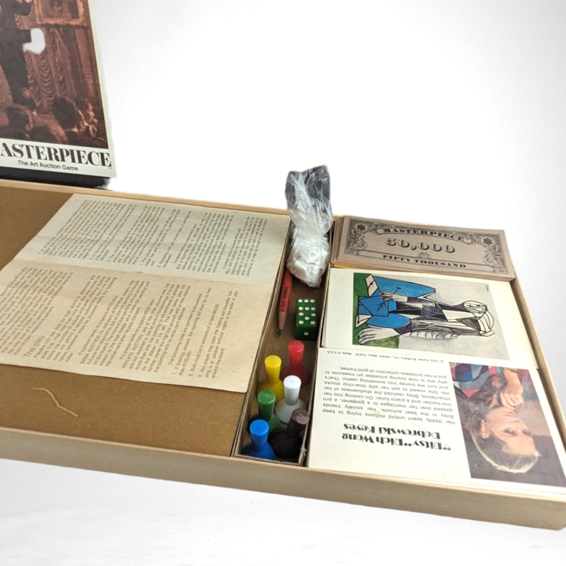 1970 Masterpiece The Classic Art Auction Game, Missing One Card