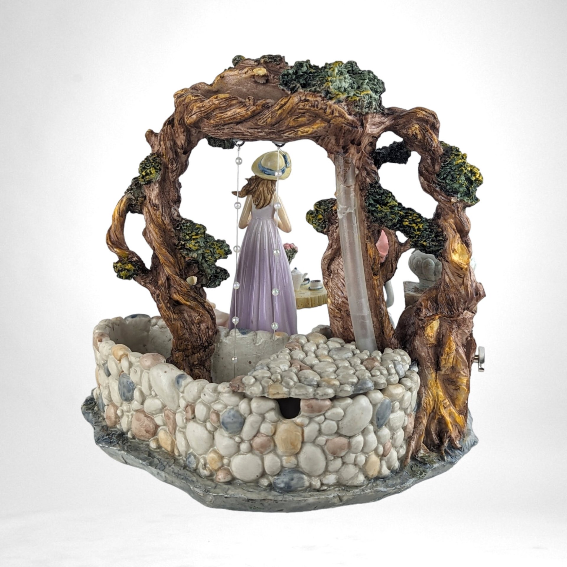 Vintage Tabletop Fountain | Musical Tea Party Scene | Collector's Item
