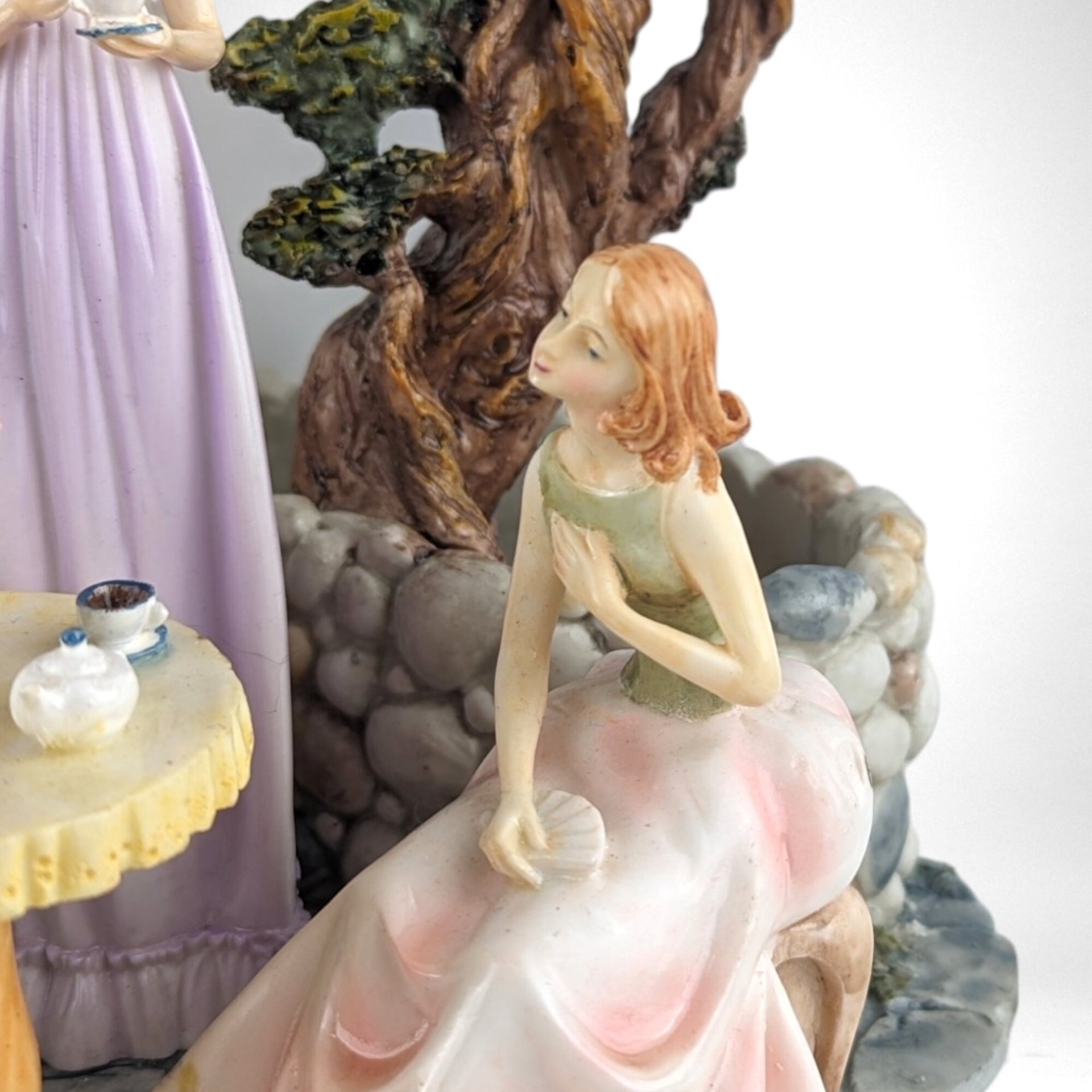 Vintage Tabletop Fountain | Musical Tea Party Scene | Collector's Item