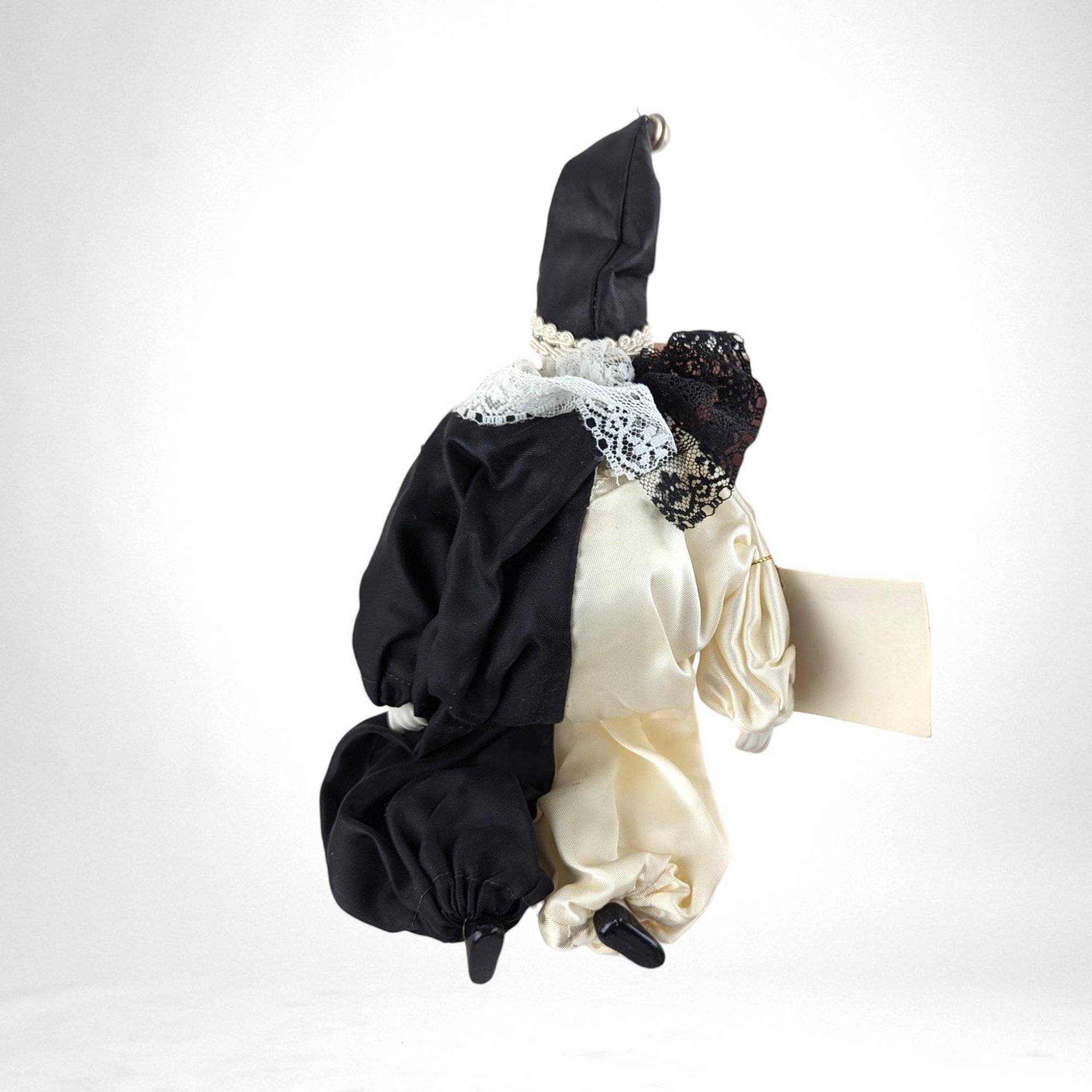 Vintage Black and White Porcelain Clown Shelf Sitter (6 1/2")