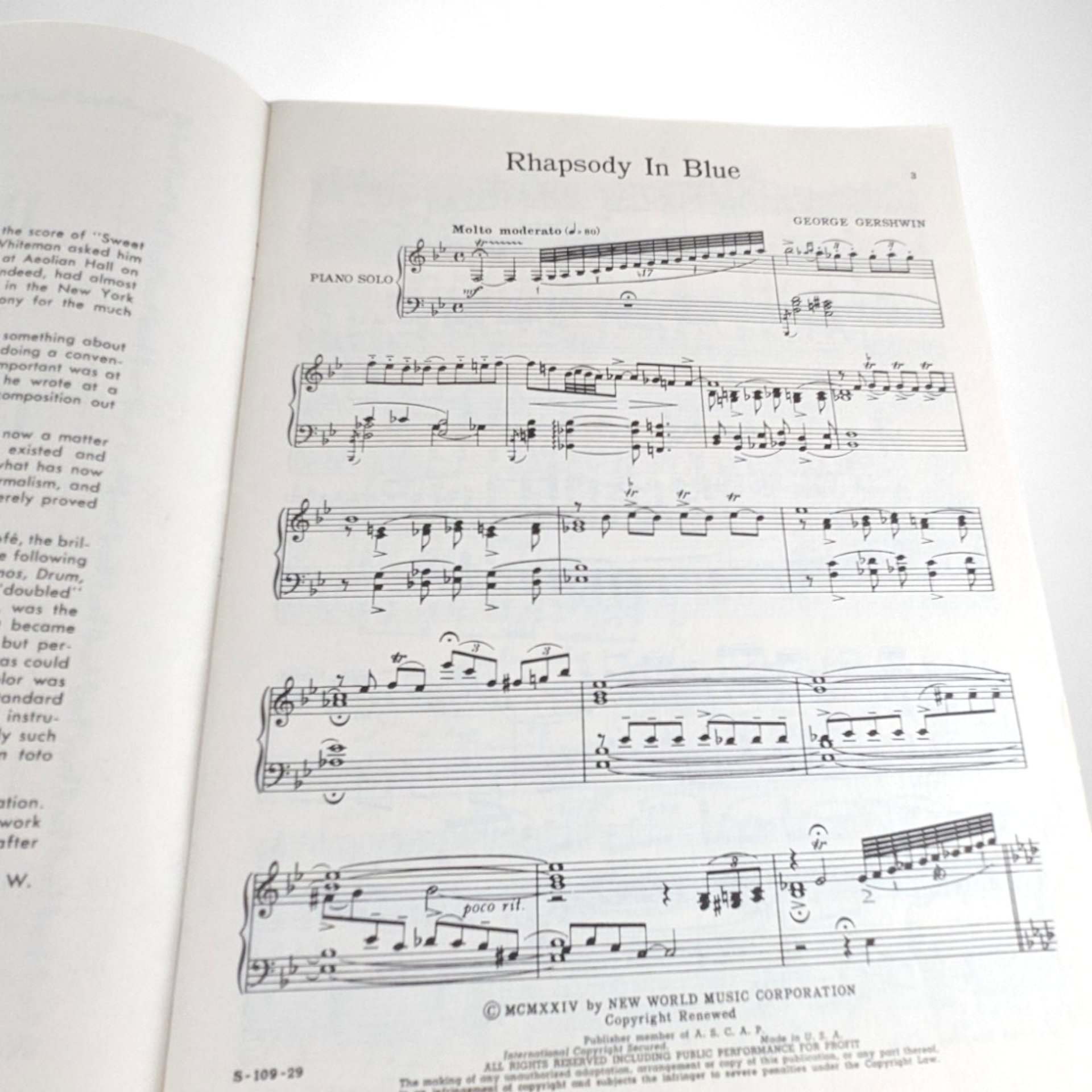 George Gershwin Rhapsody in Blue Music Book, Softcover