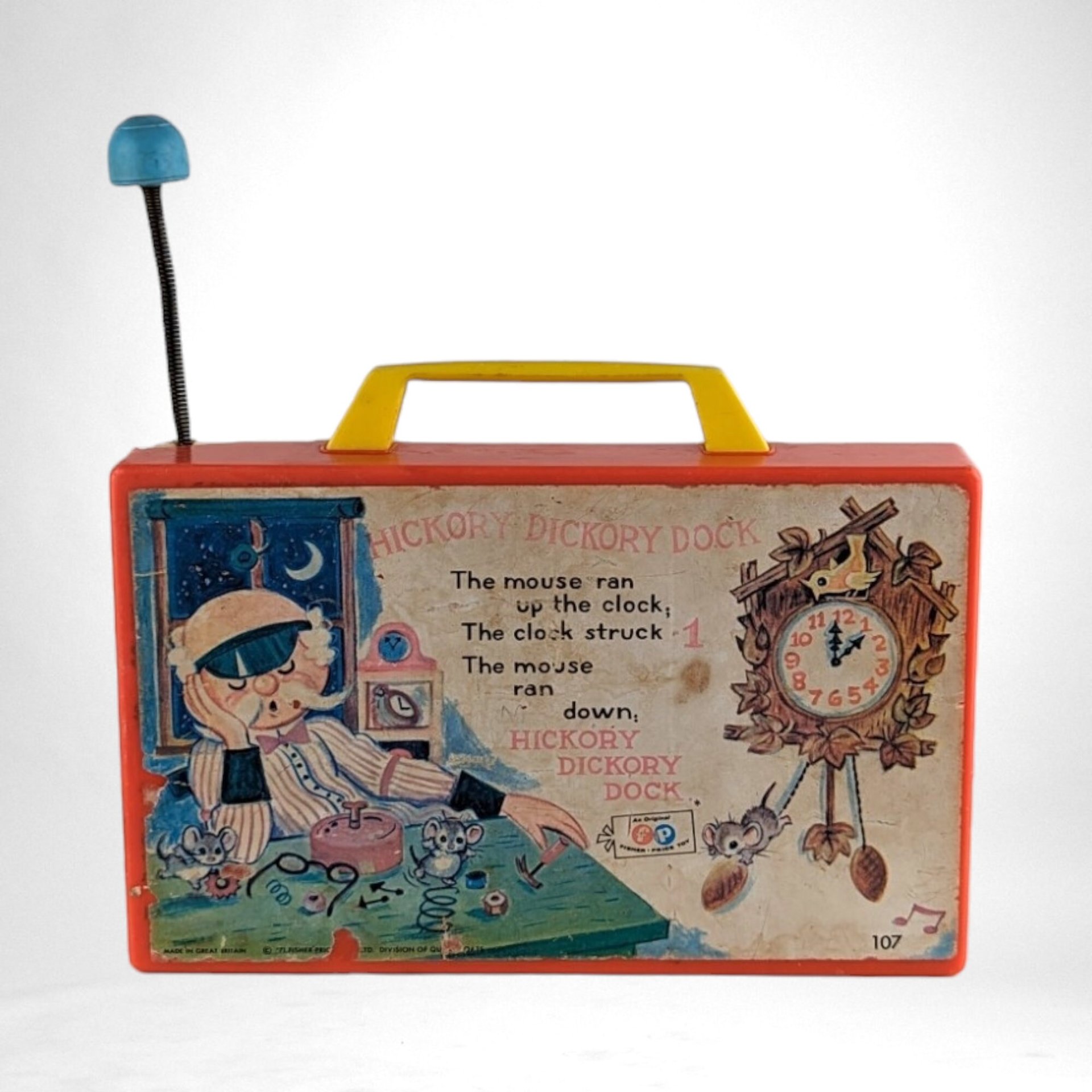 1971 Fisher Price Hickory Dickory Dock Wind Up Musical Clock