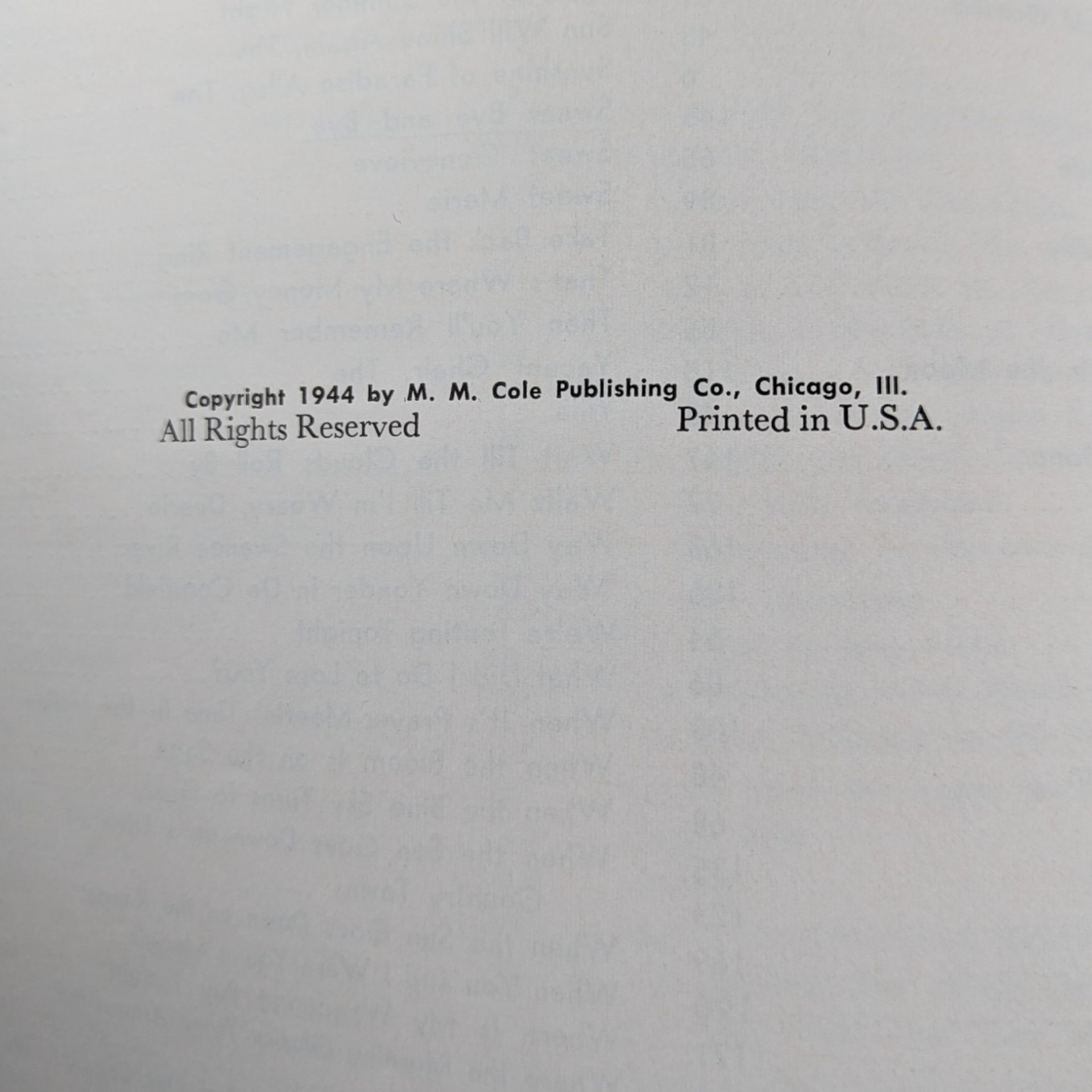 1944 Barber Shop Ballands Cole Edition Music Book