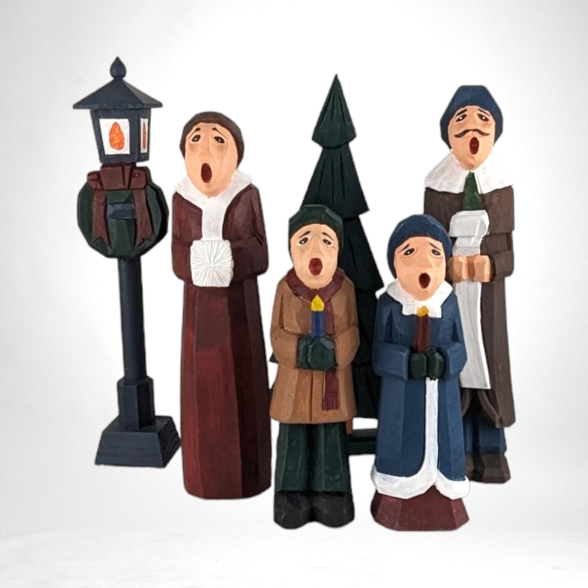 Vintage Wooden 6 Piece Caroler Set