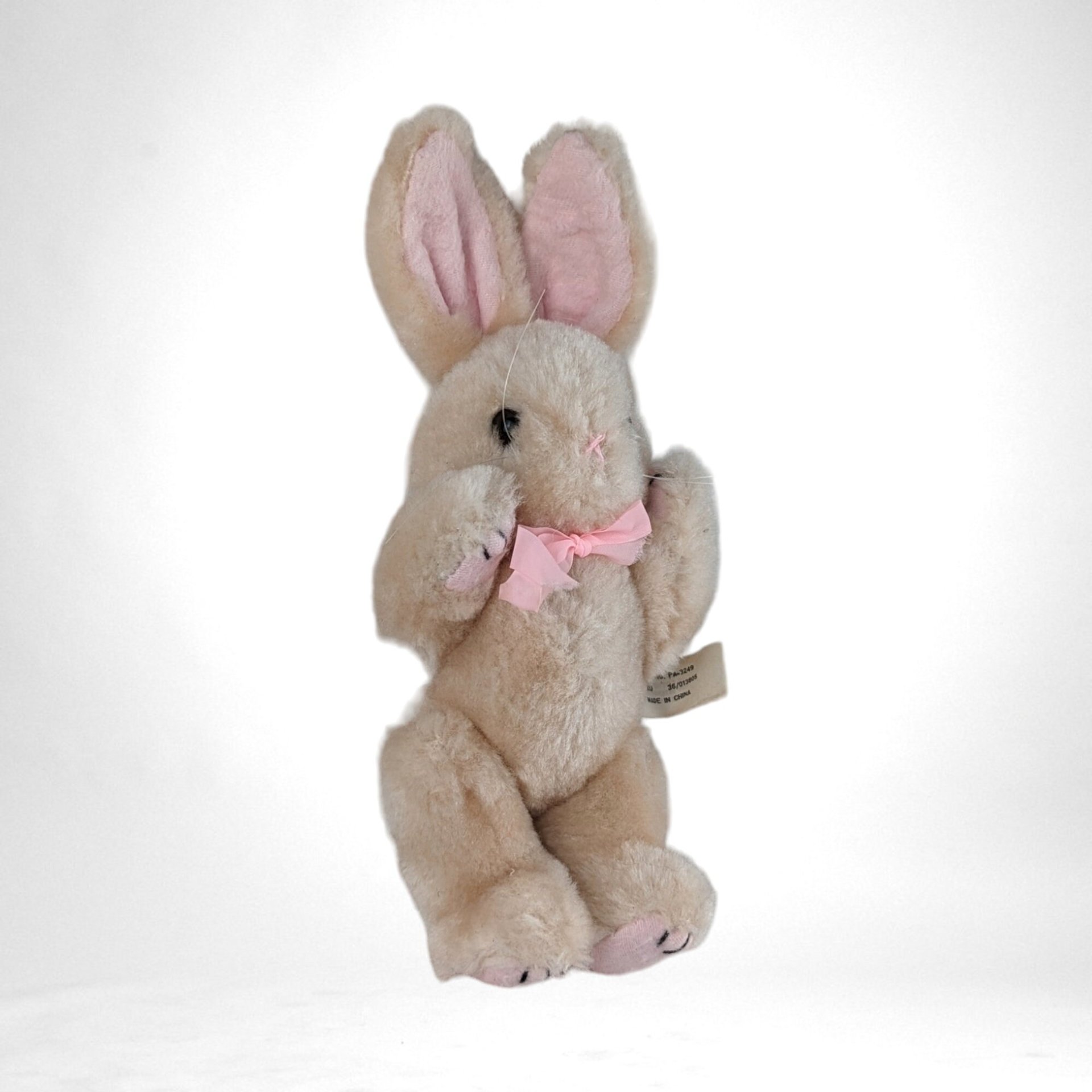 Vintage 8" Plush Bunny with Pink Bow