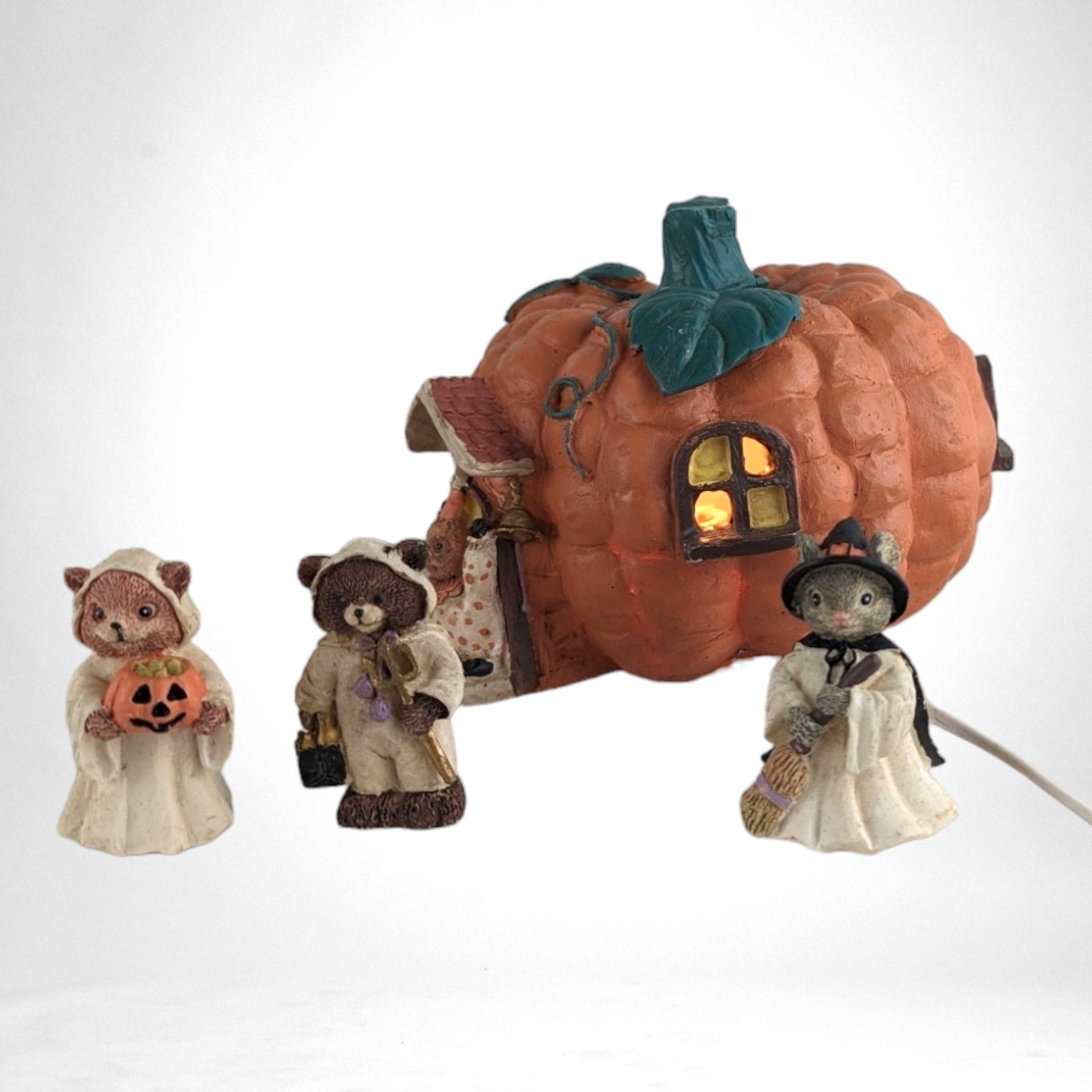 Vintage Lighted Munchkin 4 Piece Halloween House, With Extra Pieces