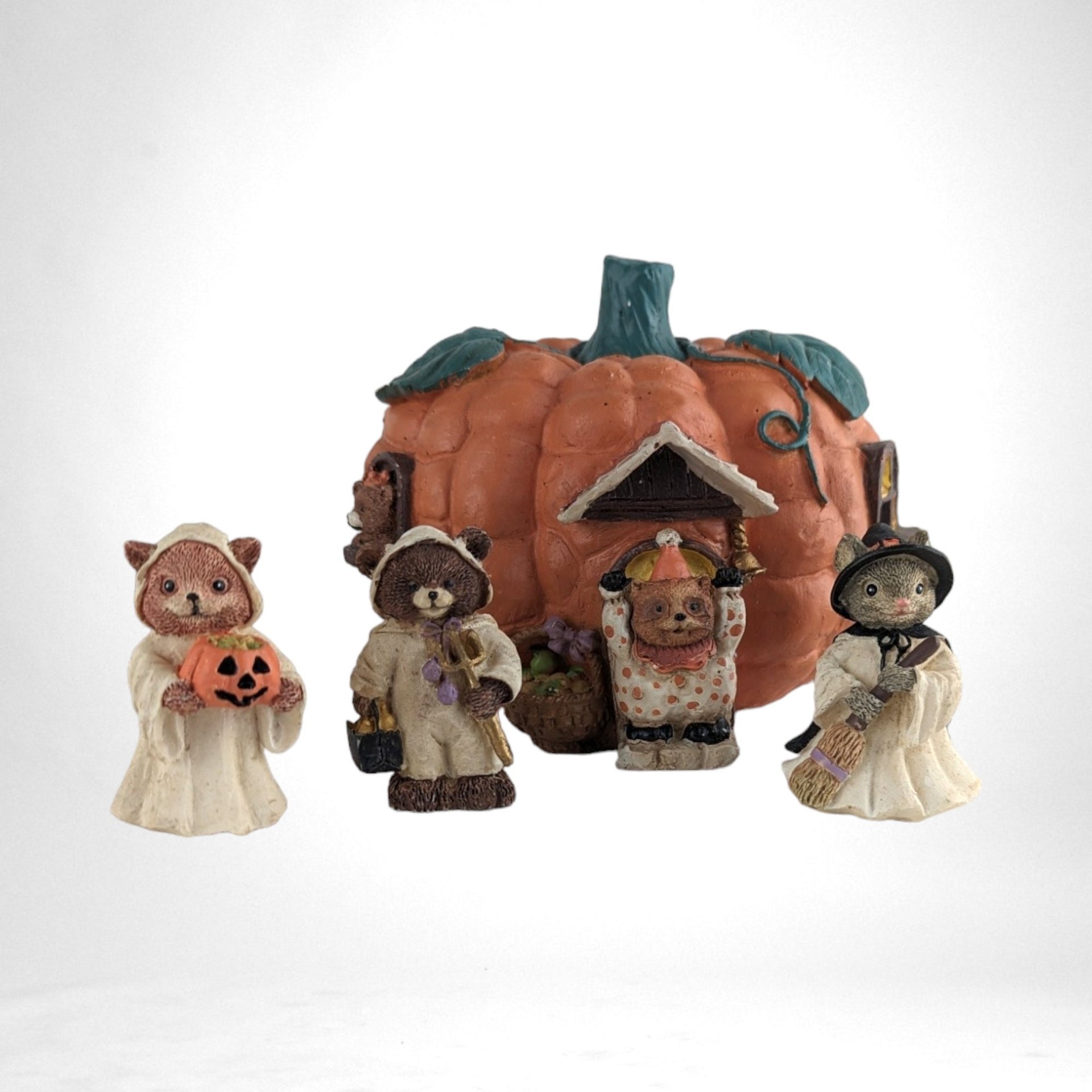 Vintage Lighted Munchkin 4 Piece Halloween House, With Extra Pieces