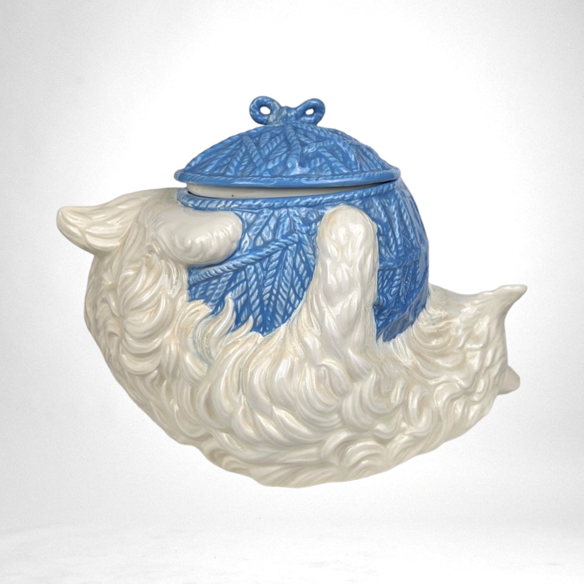 Vintage Ceramic Cat with Yarn Ball Cookie Jar