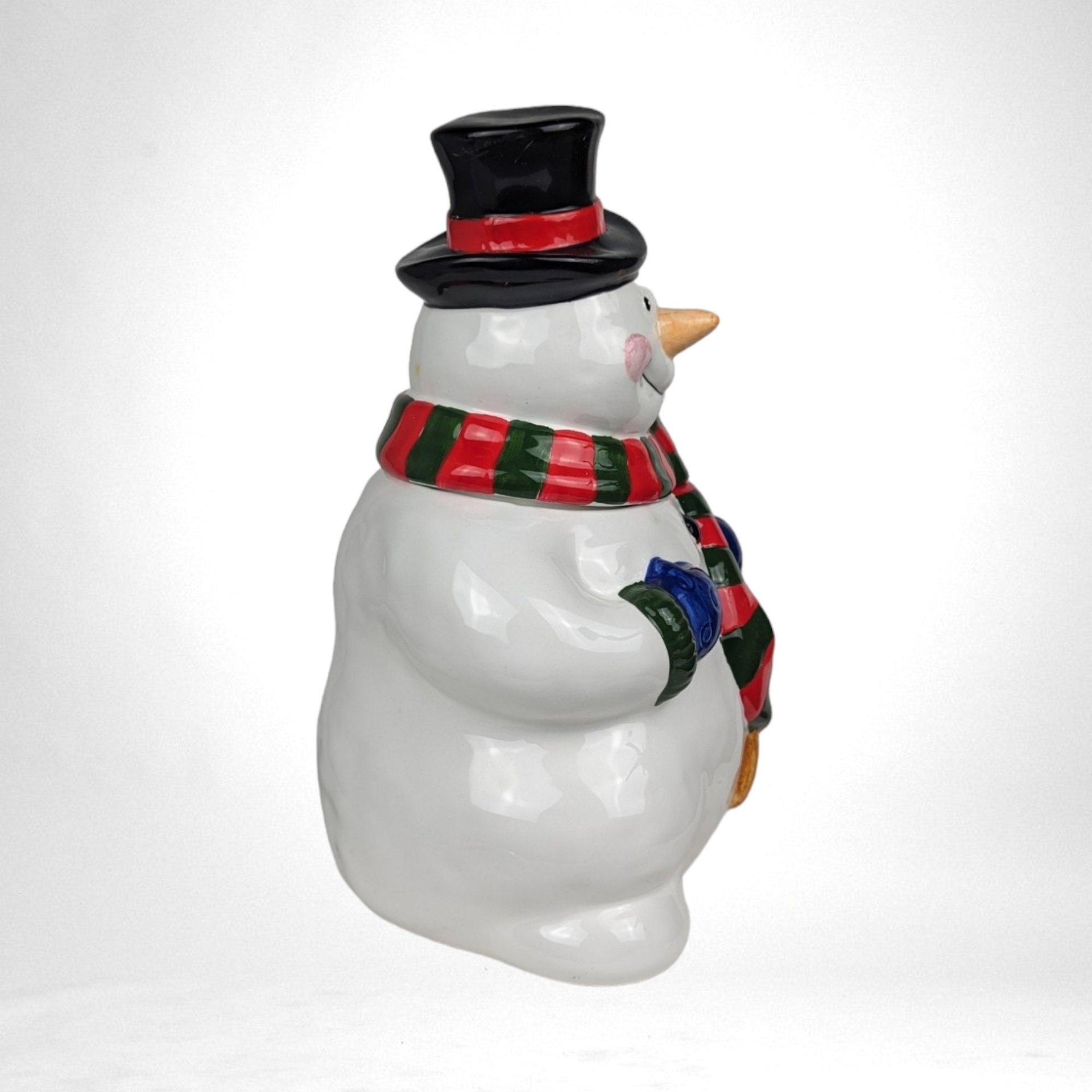 Vintage Boston Warehouse Musical Snowman Cookie Jar, Needs New Battery
