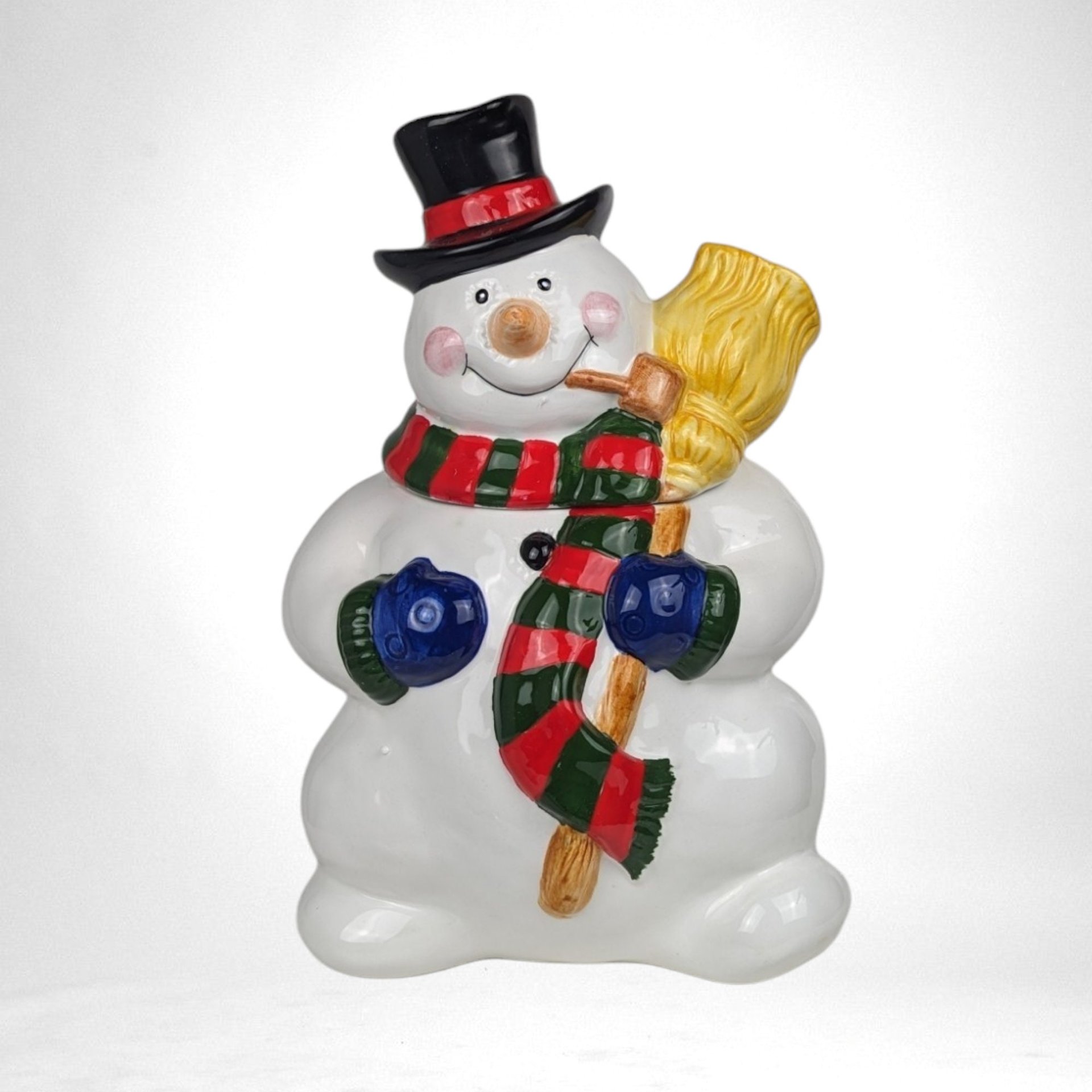 Vintage Boston Warehouse Musical Snowman Cookie Jar, Needs New Battery