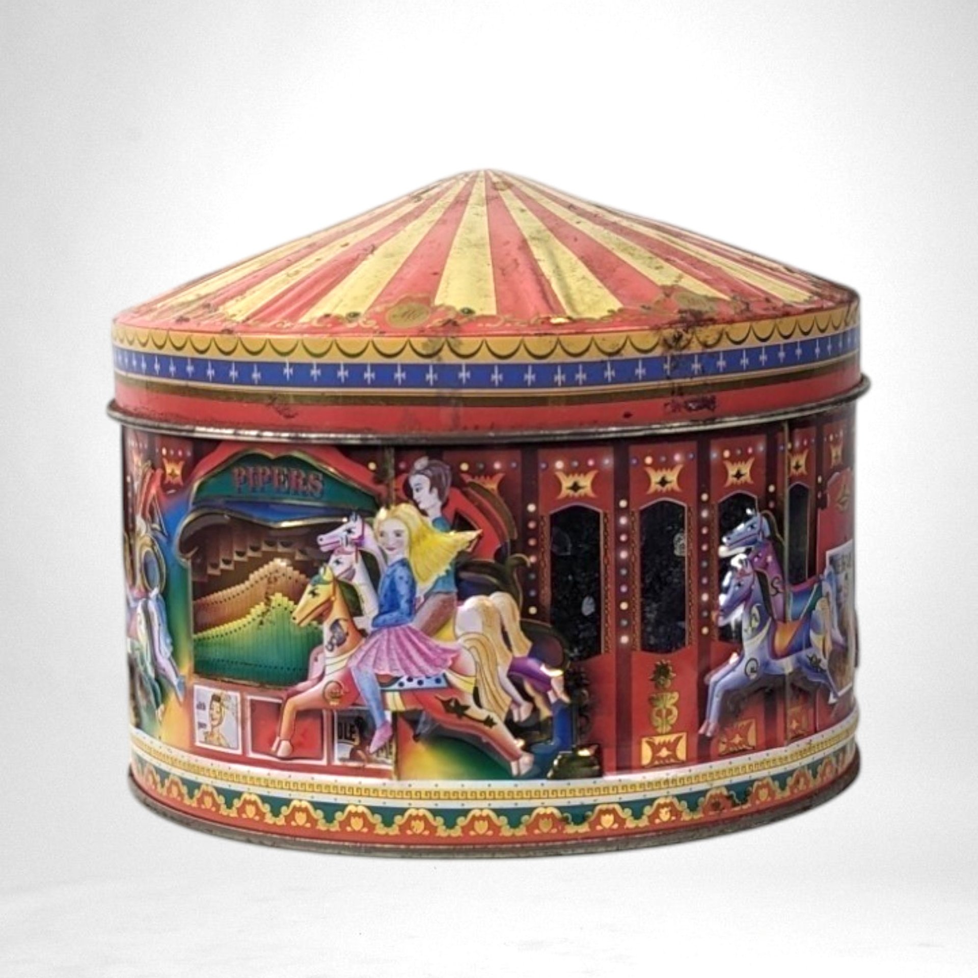 Vintage Carousel Metal Tin