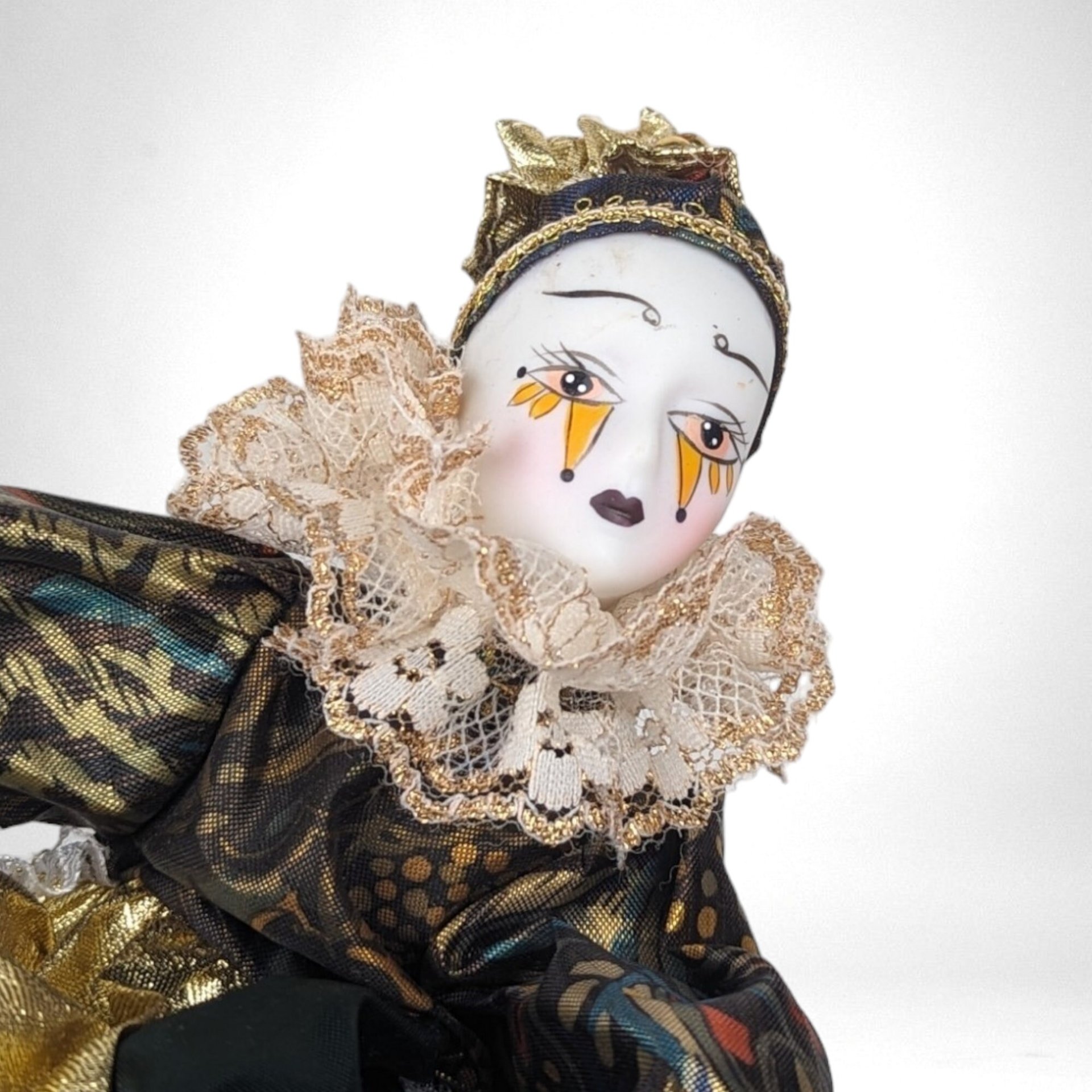 Vintage Musical Jester Doll in Green