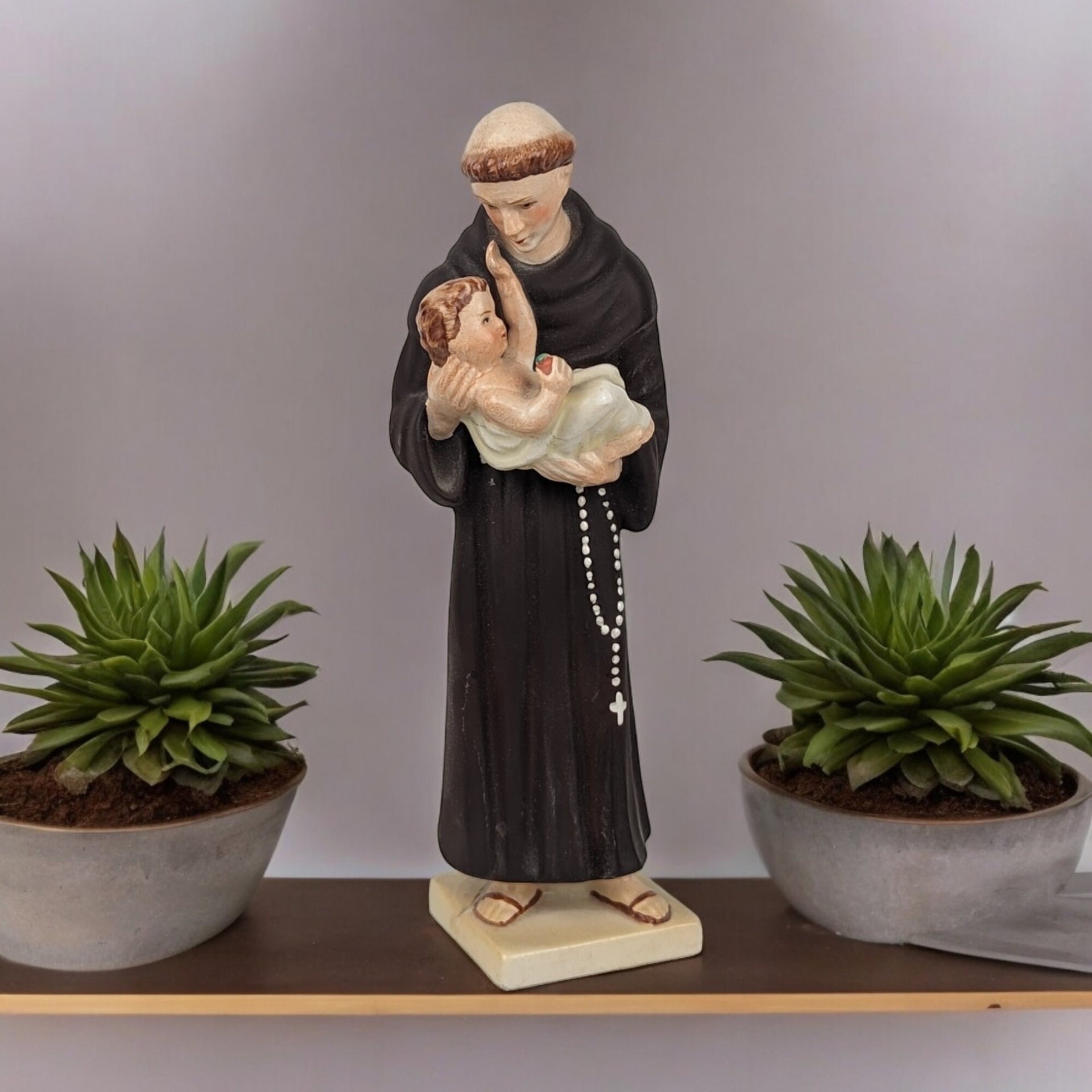 Vintage Goebel Saint Anthony with Jesus Figurine, Repaired