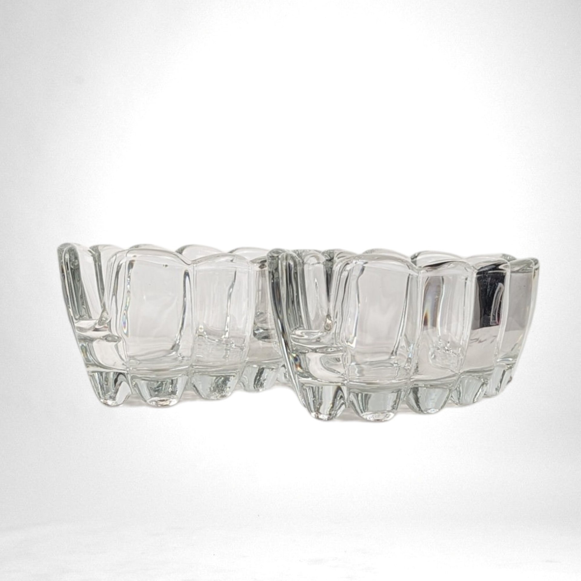 Pair of Vintage Princess House Clear Glass Spoon Holders