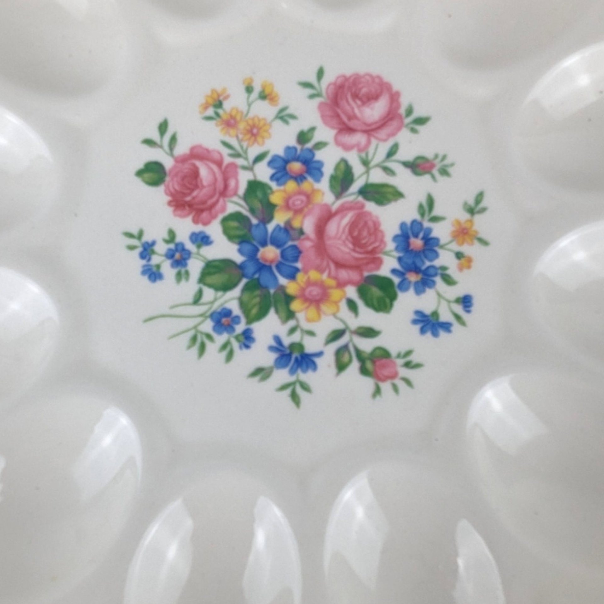 Vintage E&R Floral Ceramic Egg Dish