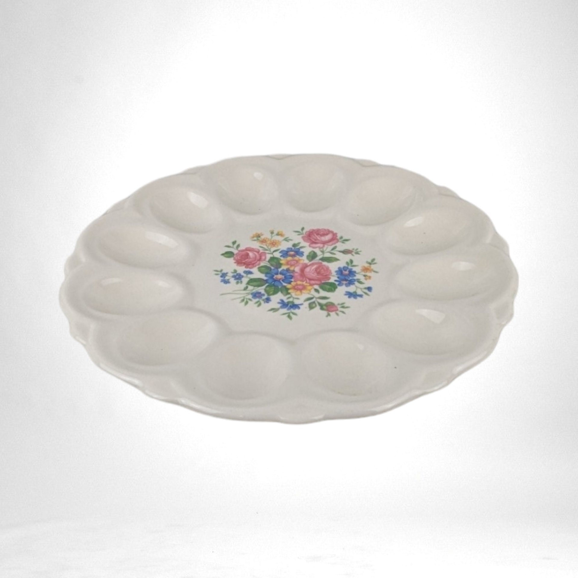 Vintage E&R Floral Ceramic Egg Dish