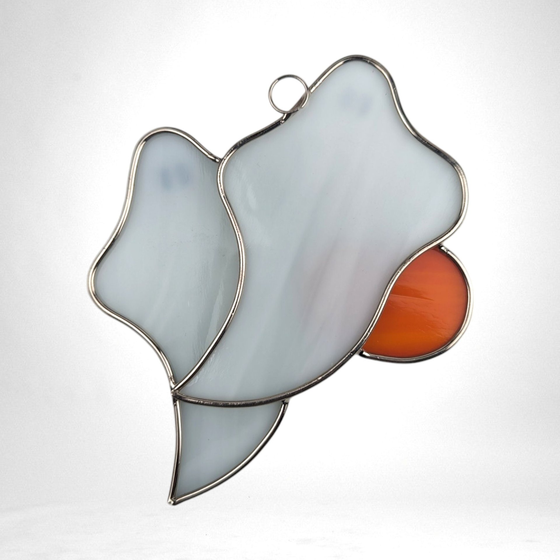 Vintage Stained Glass Ghosts and Pumpkin Hallowen Suncatcher (5")