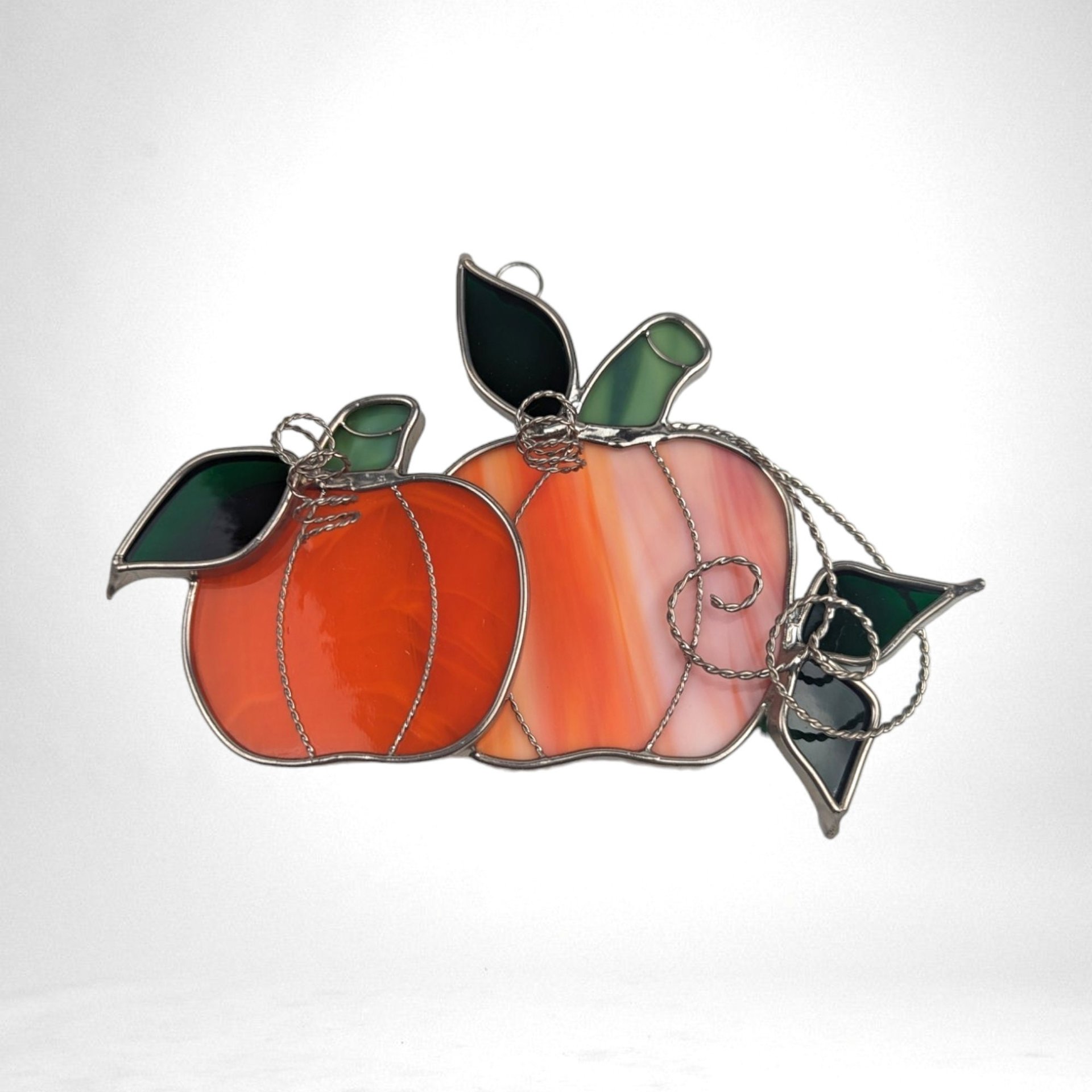 Vintage Stained Glass Pumpkin Suncatcher (4x6")