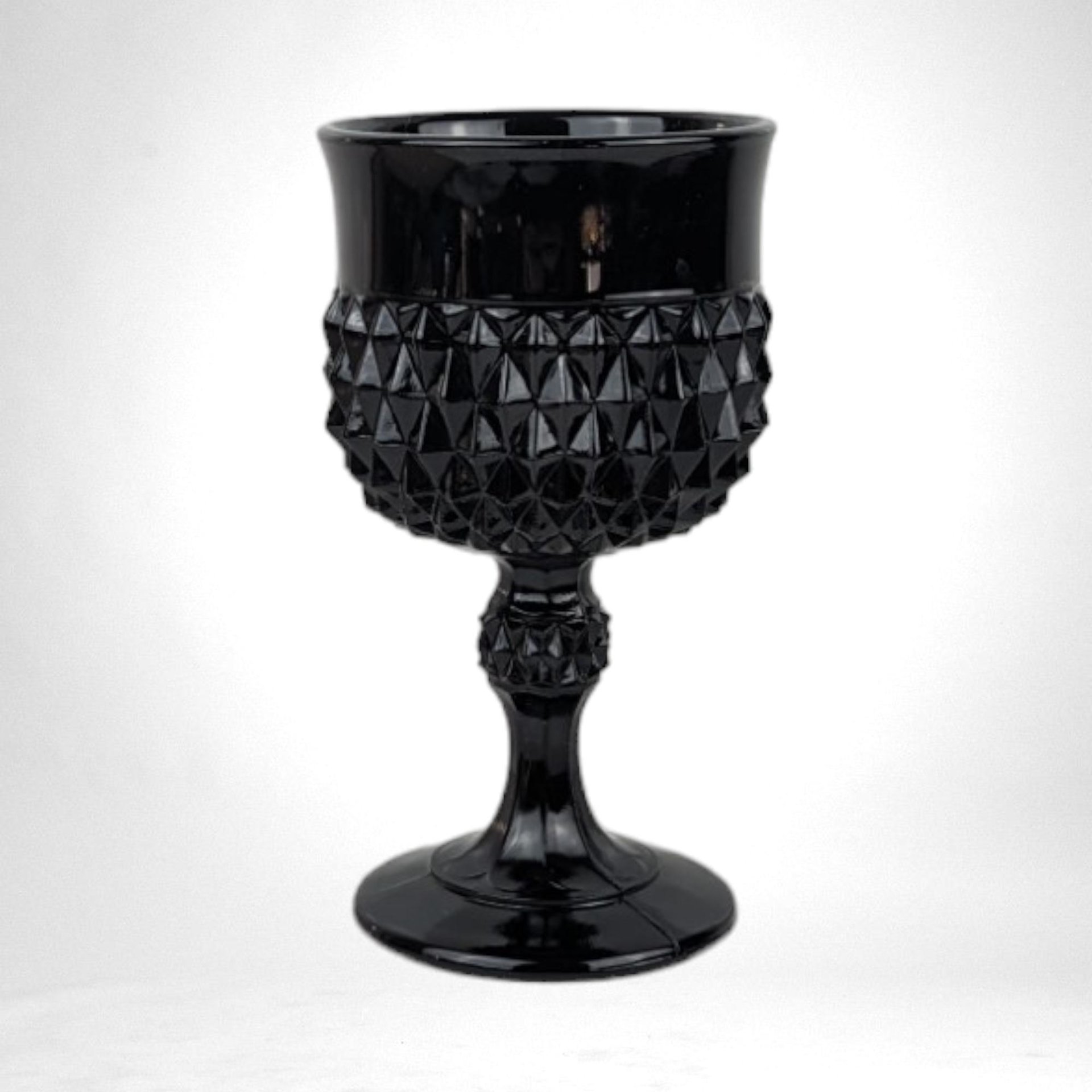 Set of 5 Vintage Indiana Glass Tiara Black Diamond Point Goblets