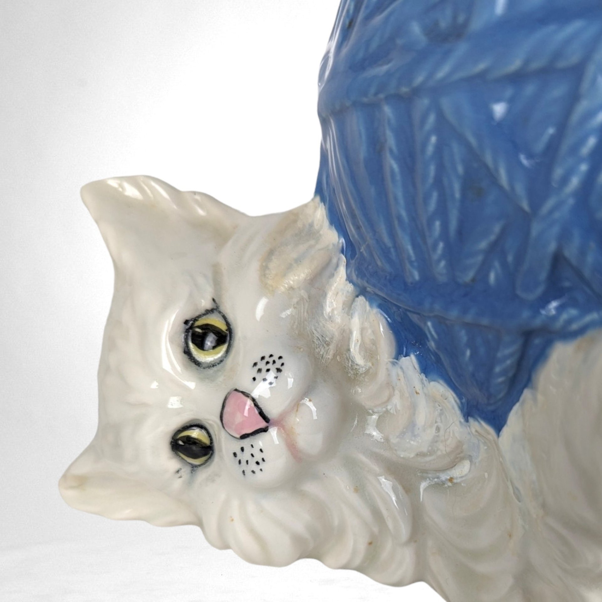 Vintage Ceramic Cat with Yarn Ball Cookie Jar
