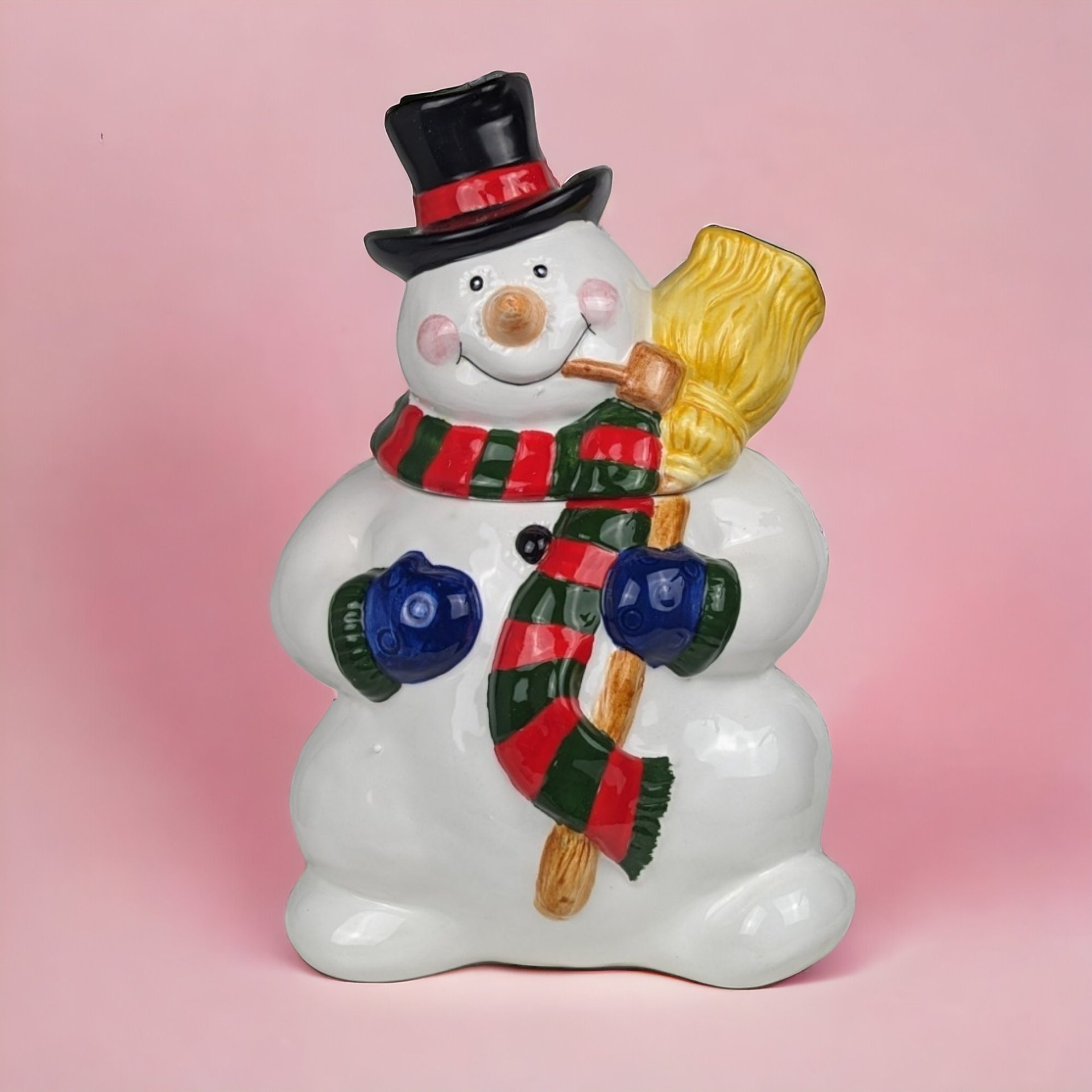 Vintage Boston Warehouse Musical Snowman Cookie Jar, Needs New Battery