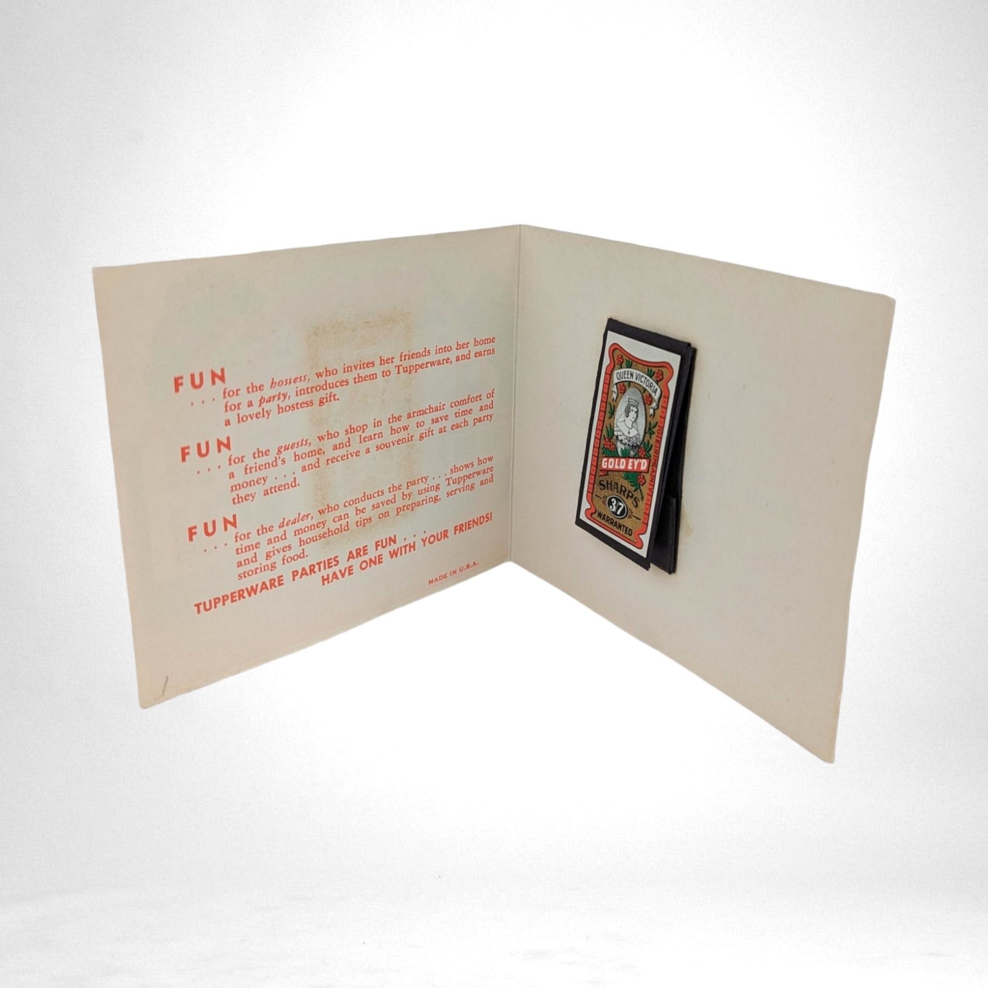 Set of 2 Vintage Tupperware Hostess Party Needle Gifts