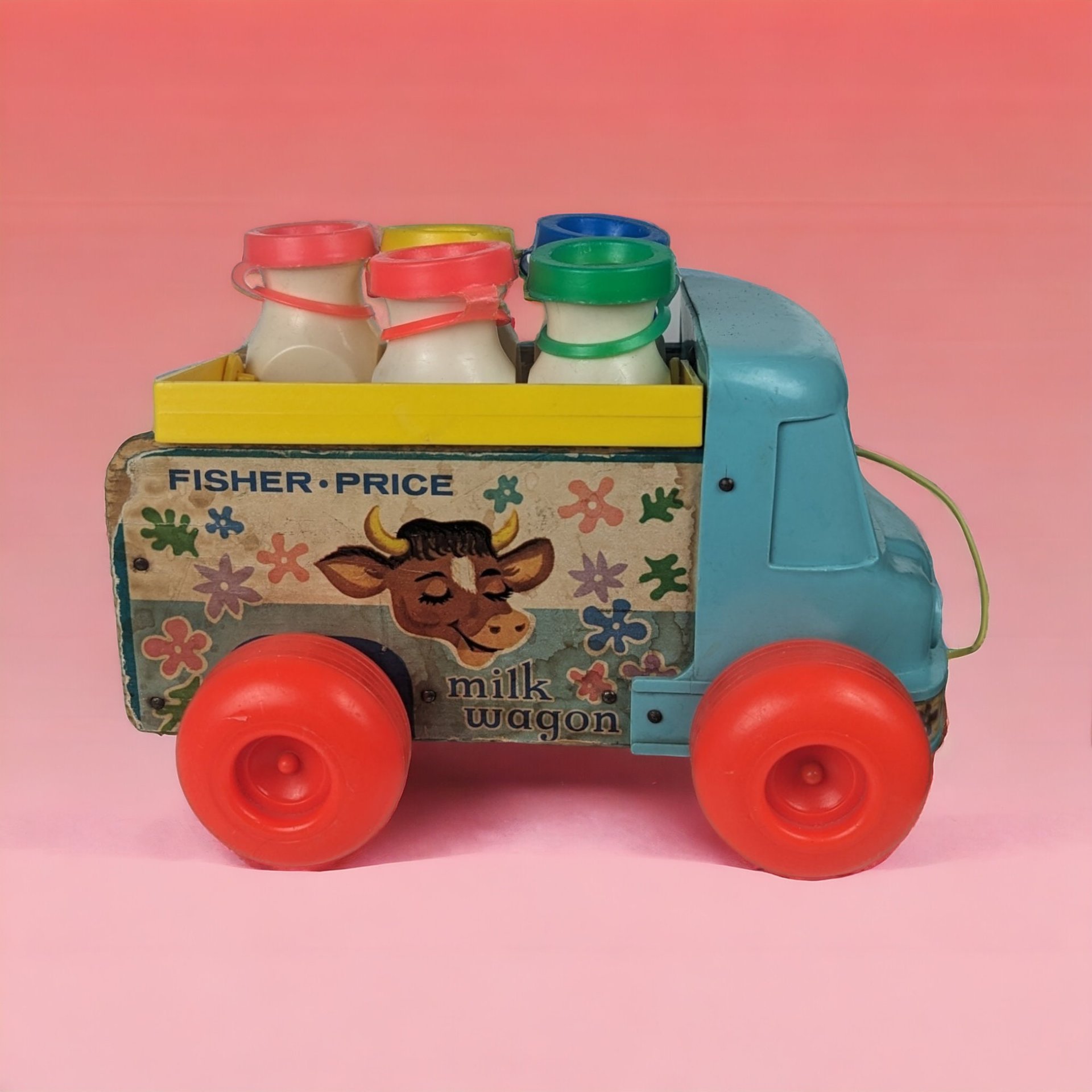1965 Fisher Price Milk Wagon Pull Toy