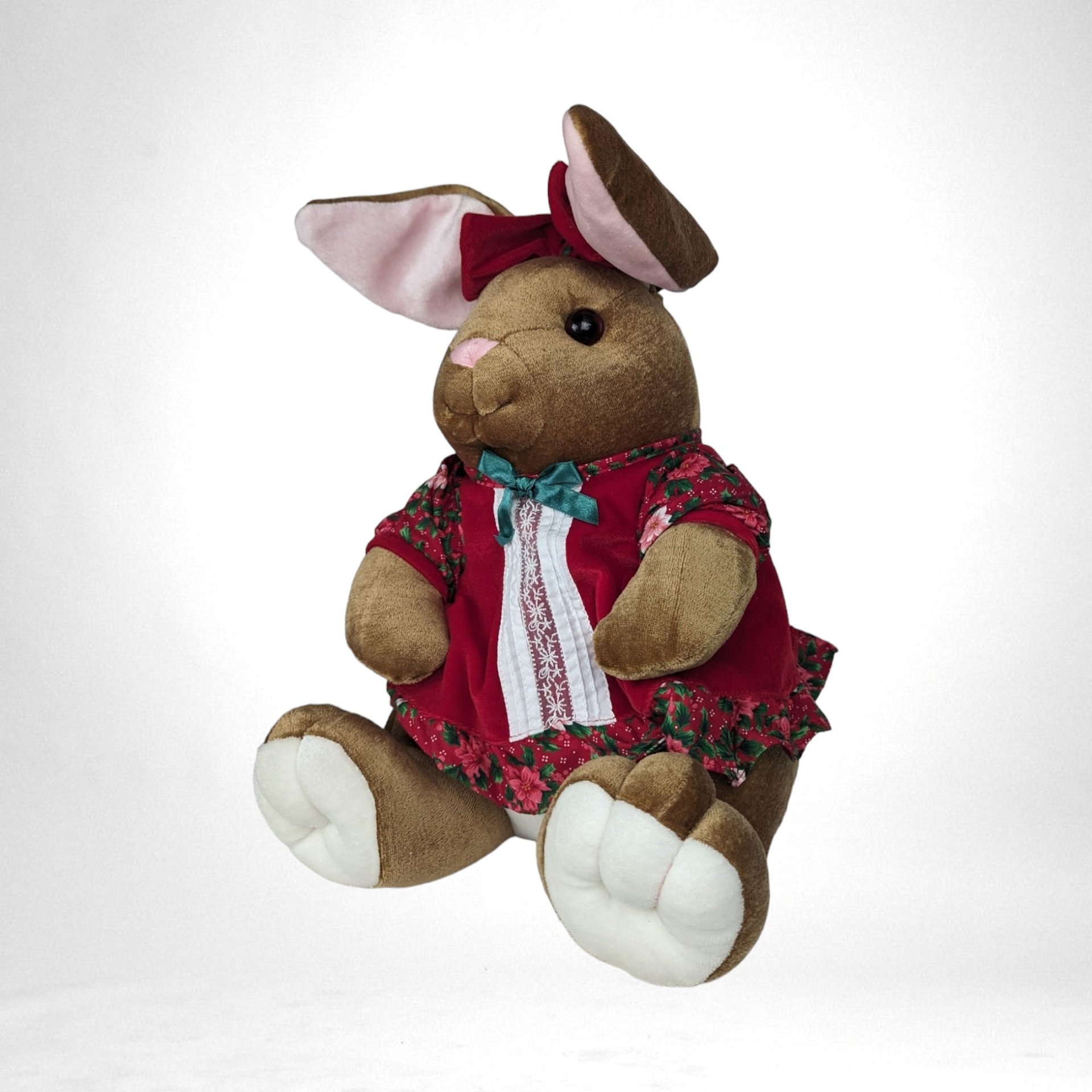 Vintage 14-Inch Plush Velveteen Rabbit - Adorable Christmas Decor, Soft Holiday Toy, Gift for Rabbit Lovers and Collectors